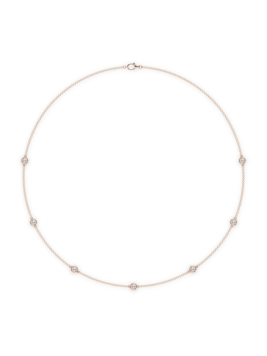 Womens 14K Rose Gold & 7-Diamond Station Necklace/0.70-2.10 TCW Product Image