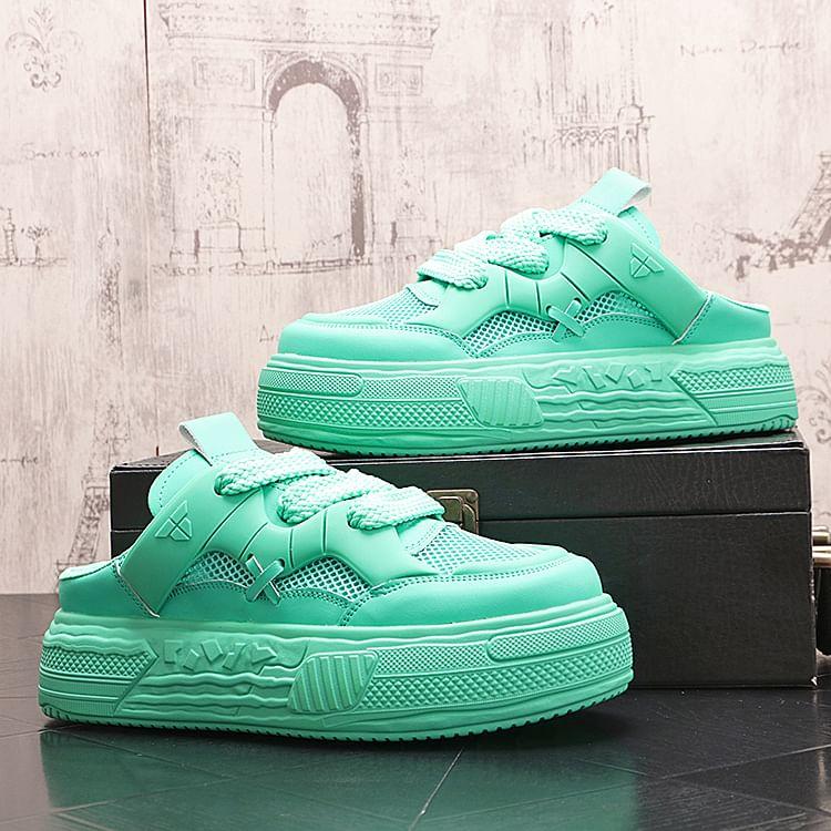 Platform Mesh Panel Lace-Up Mule Sneakers Product Image