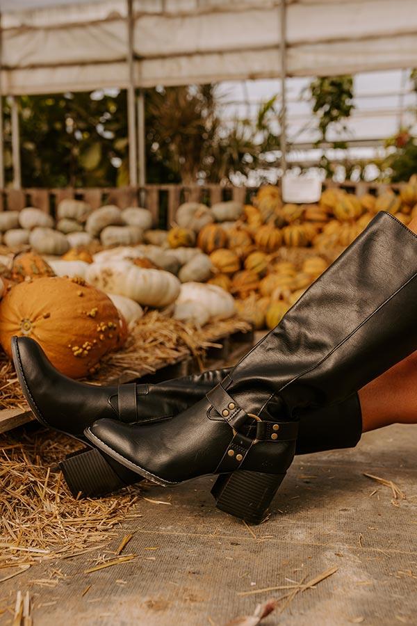 The Elliana Faux Leather Knee High Boot In Black Product Image