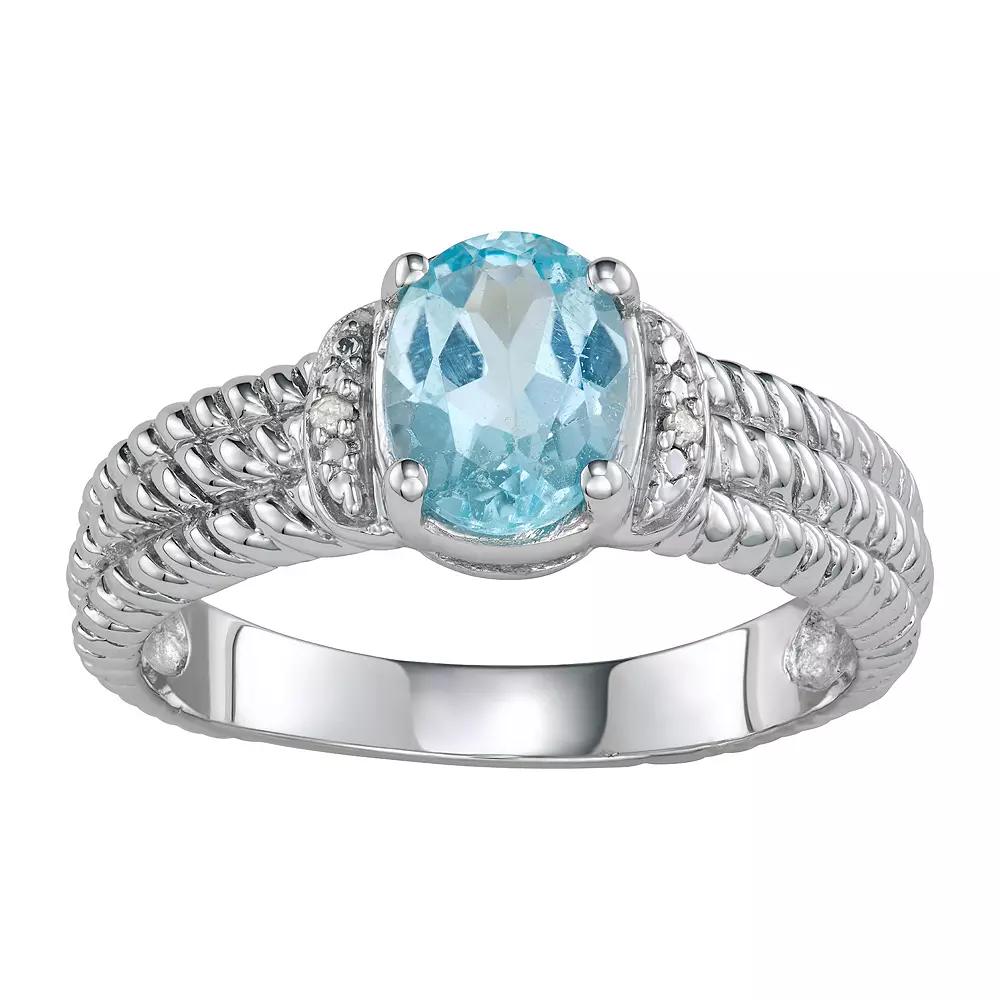 Jewelexcess Sterling Silver Sky Blue Topaz & Diamond Accent Ring, Women's, Size: 6 Product Image