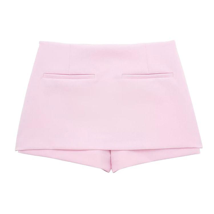 Halter Collar Plain Zip Tank Top / Skort / Set Product Image