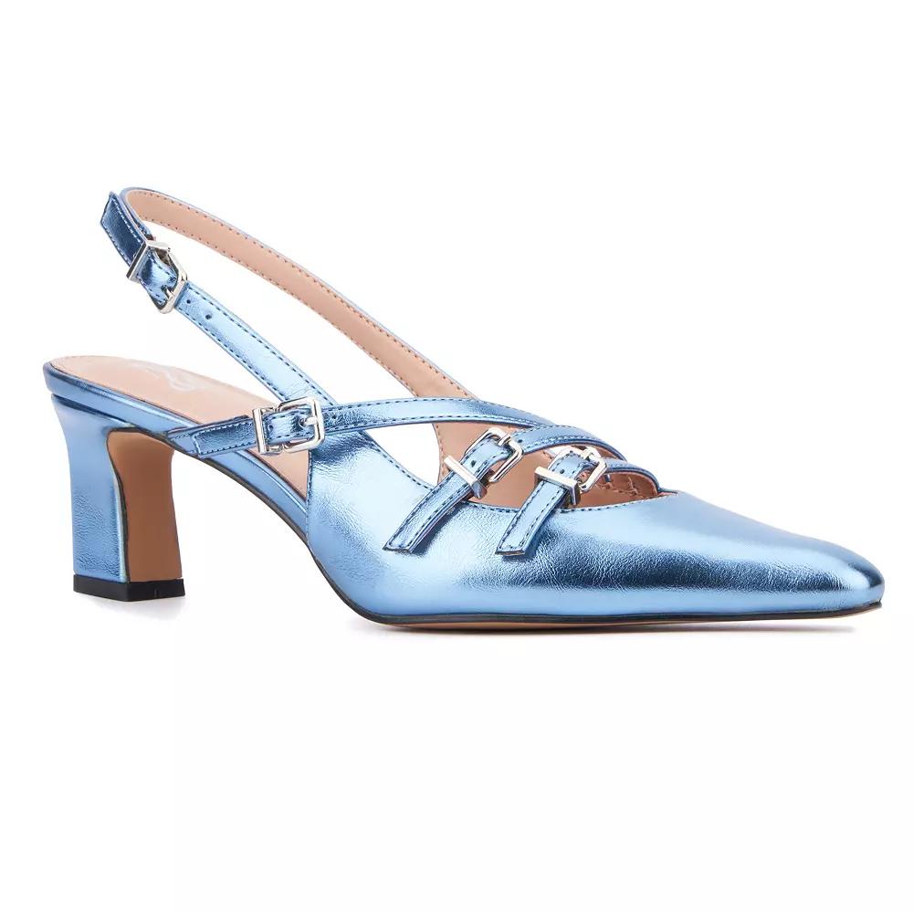 New York & Company Imari Womens Slingback Heels Blue Grey Product Image