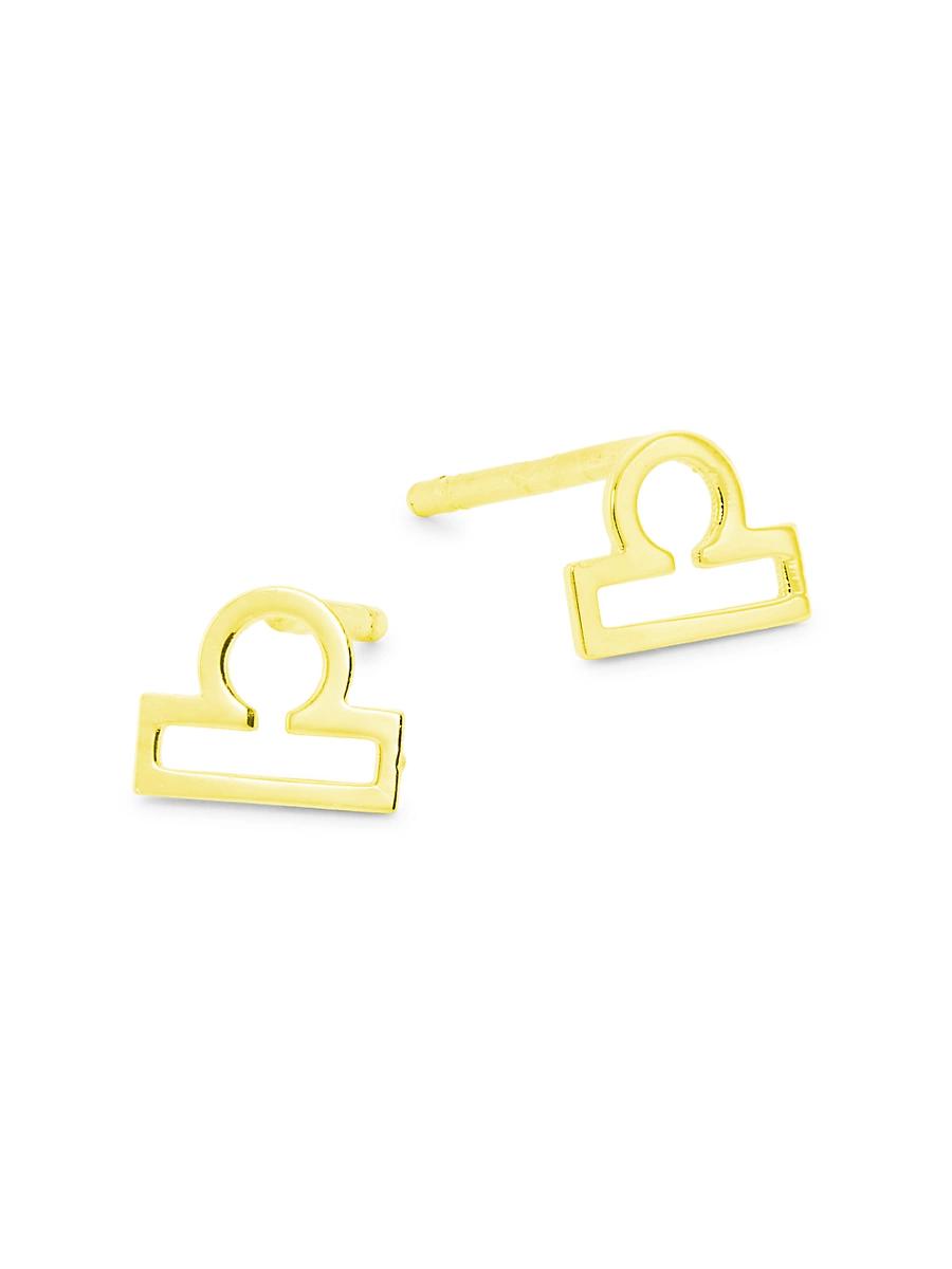 Womens 14Kt Gold Yellow Finish Polished Stud Libra Earring With Push Back Clasp Product Image