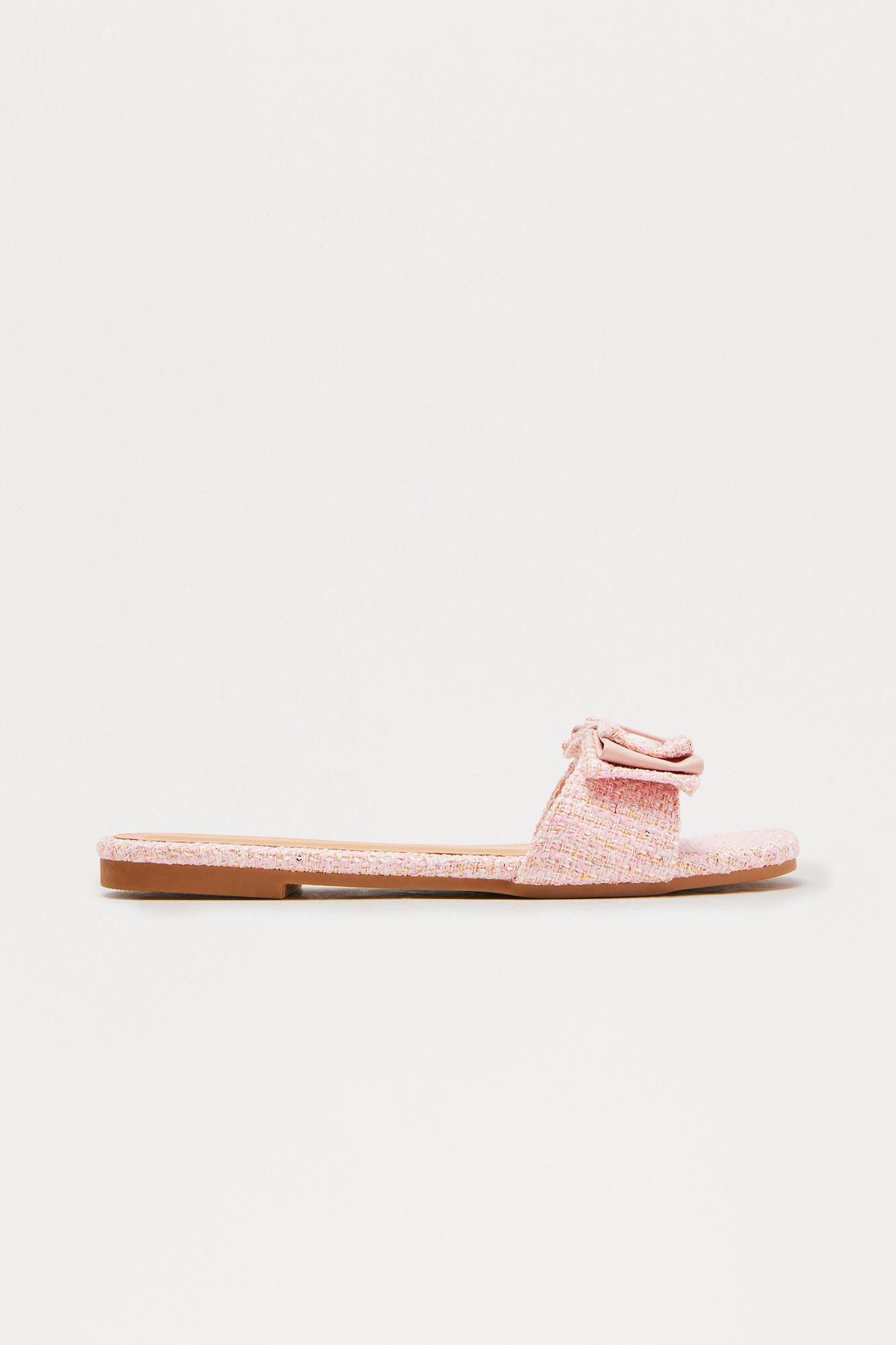 Leigh Tweed Bow Sandals - Pink Female Product Image