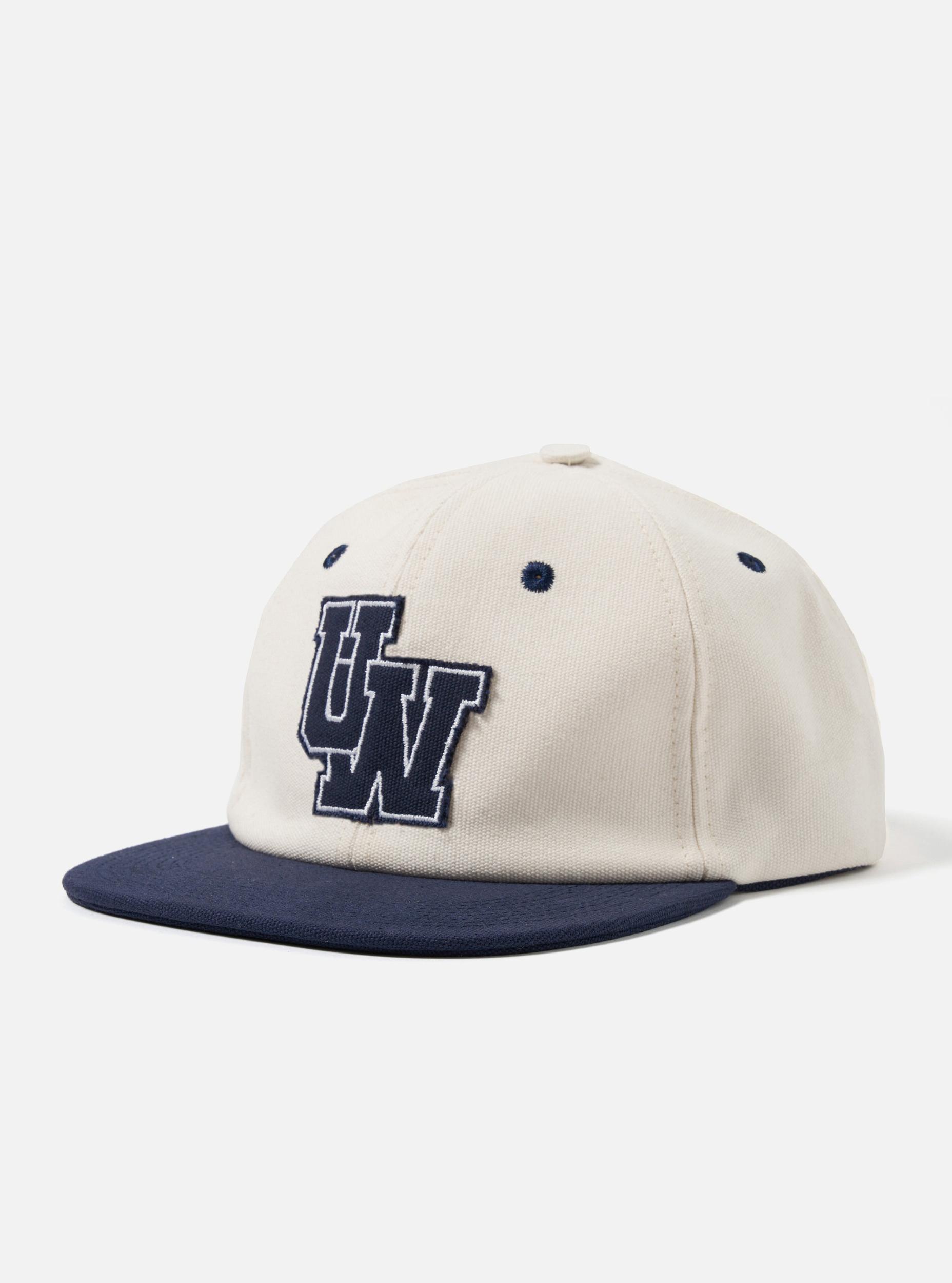 Universal Works Baseball Hat in Ecru/Navy Canvas Product Image