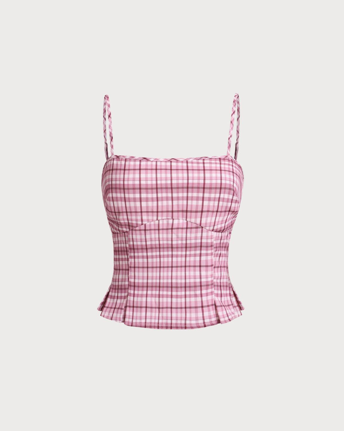 Pink Plaid Cami Top Product Image