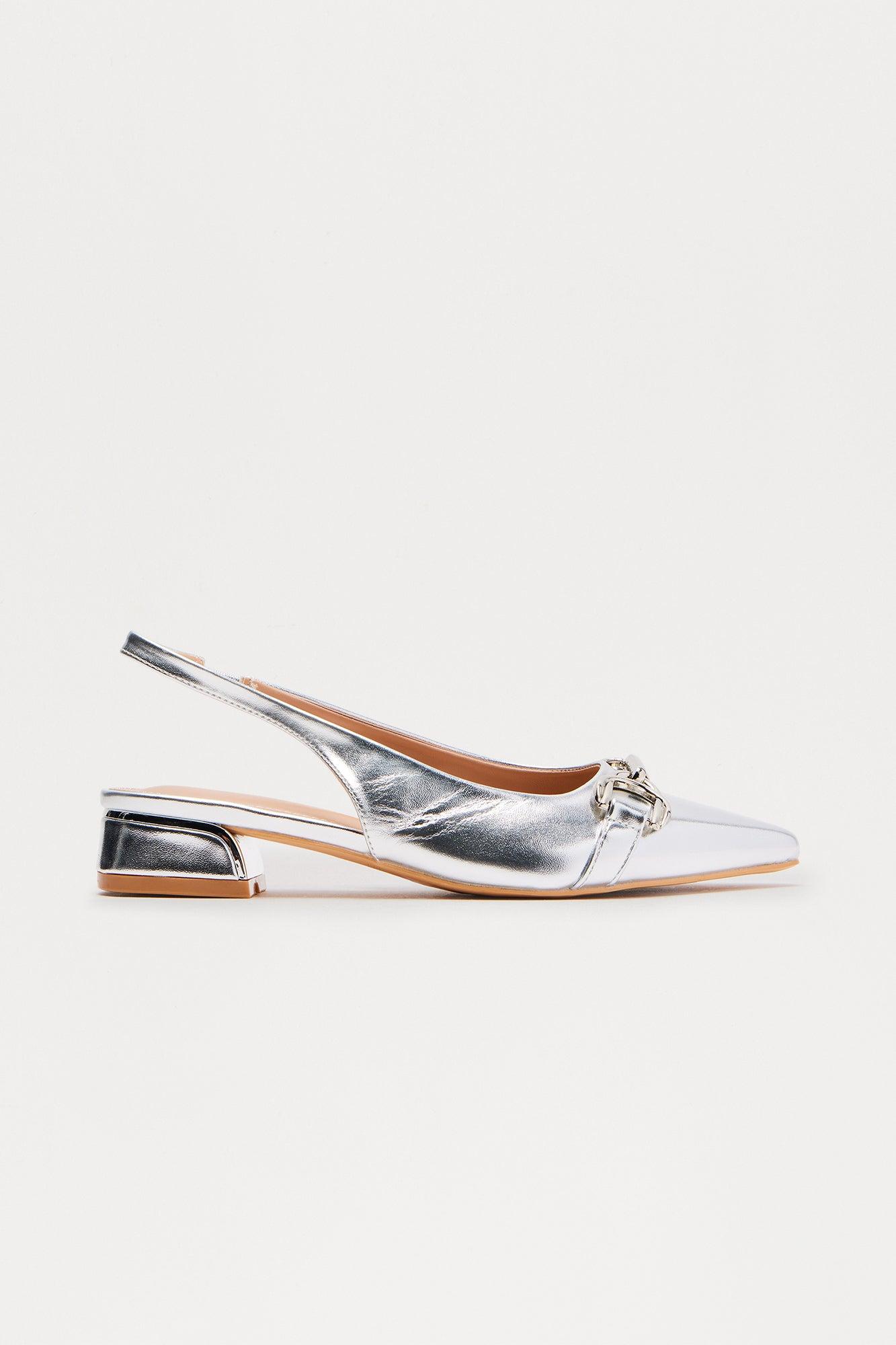 Hilly Hardware Slingback Flats - Silver Female Product Image