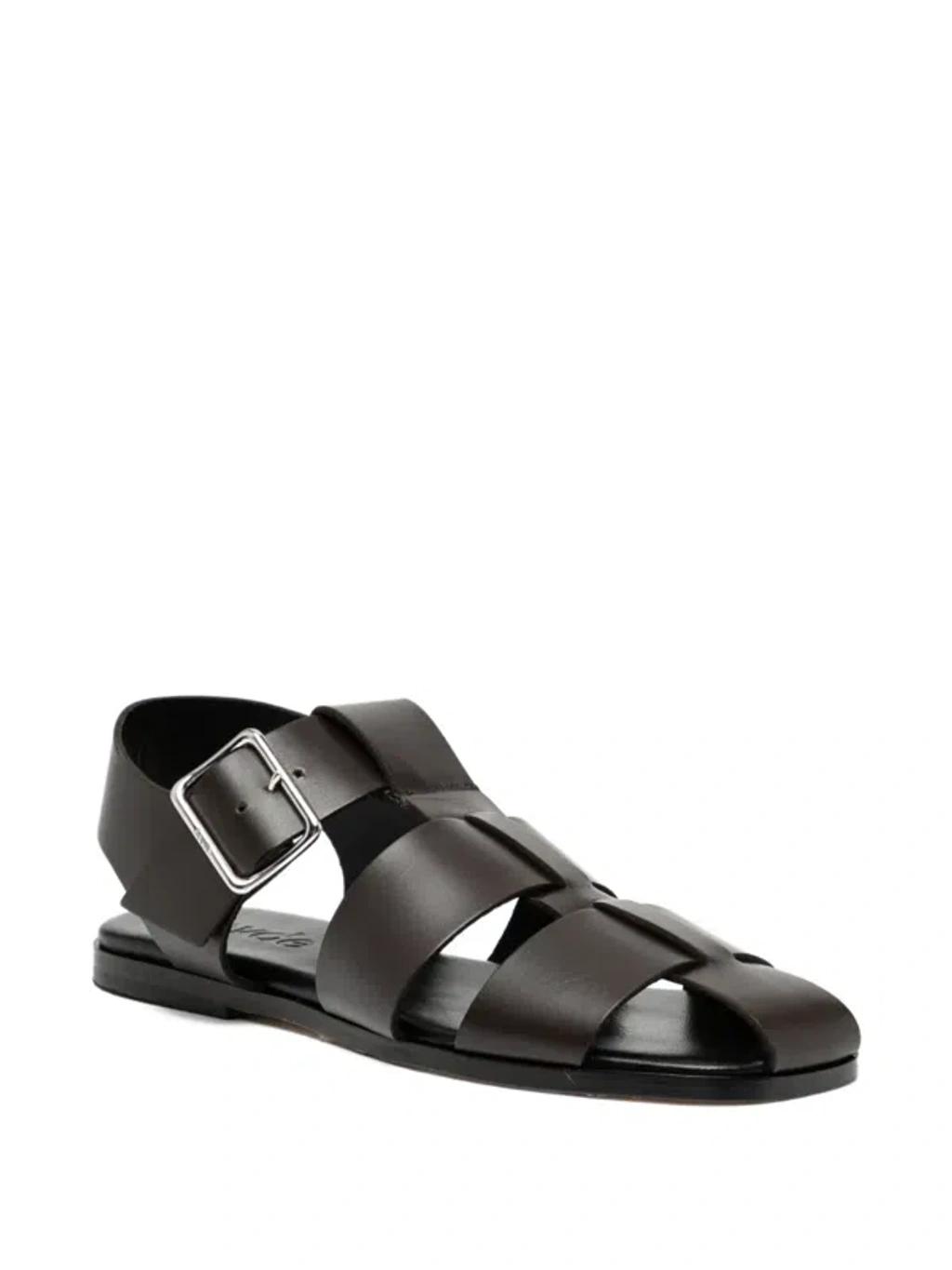 AEYDE 10mm Whit Leather Fisherman Sandals In Black Product Image