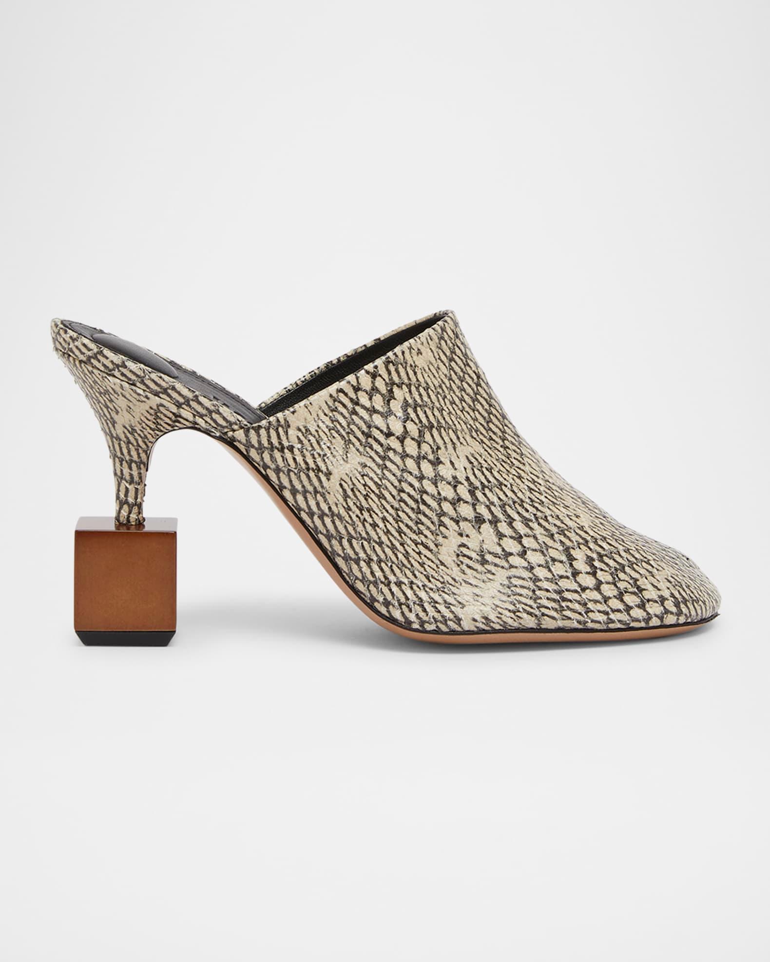 Les Bisou Leather Cube-Heel Mules Product Image