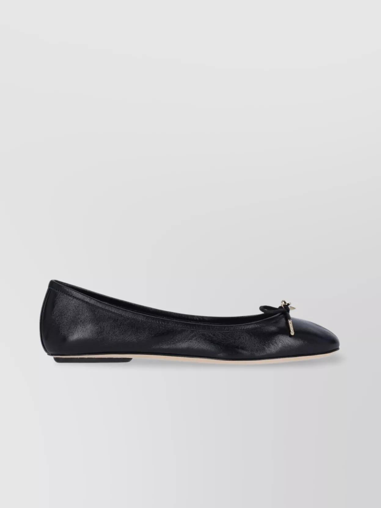 CHLOÉ Bow Detail Round Toe Flat Sole Ballerina Shoes In Black Product Image