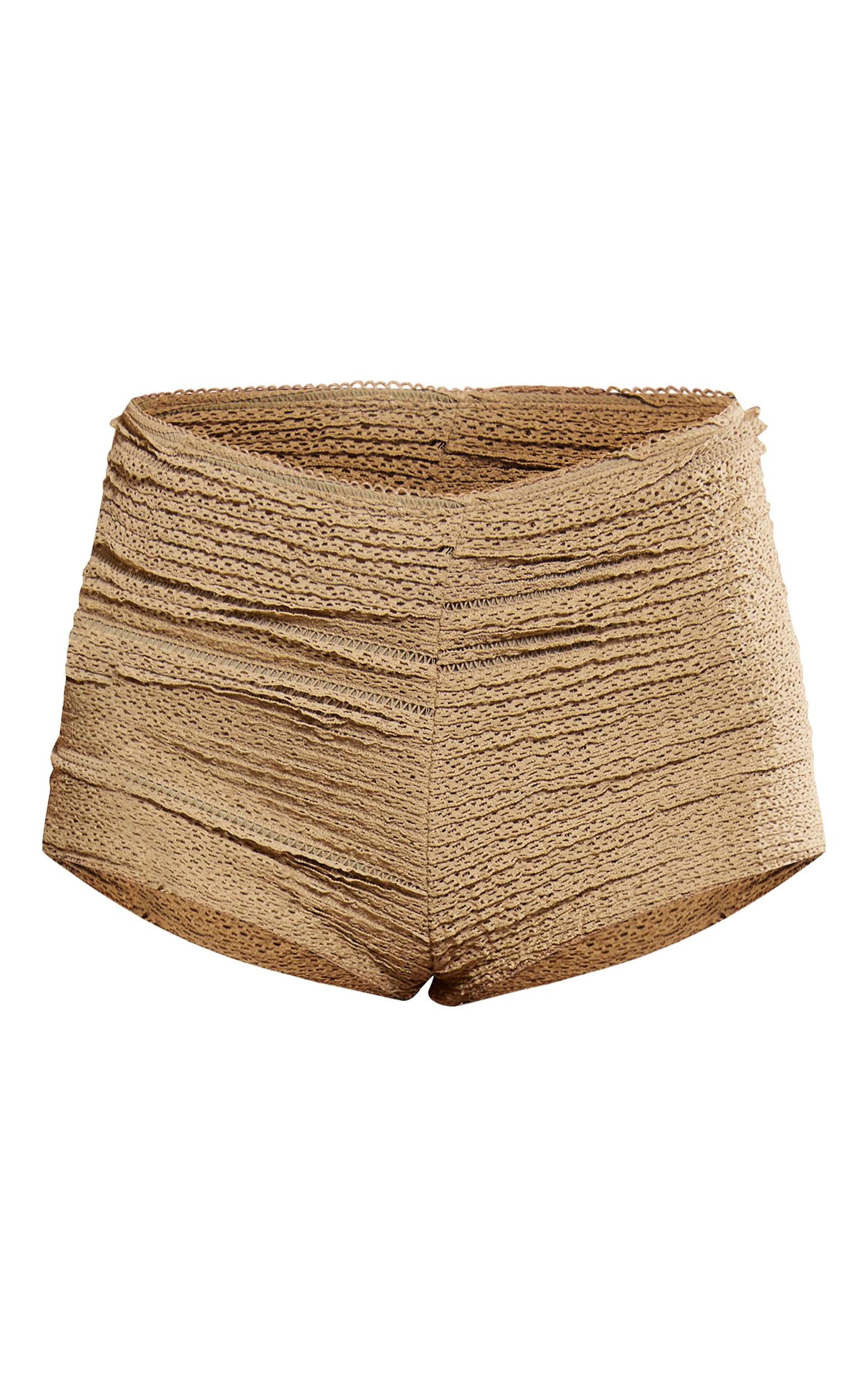 Sage Green Textured Low Rise Hot Pants Product Image