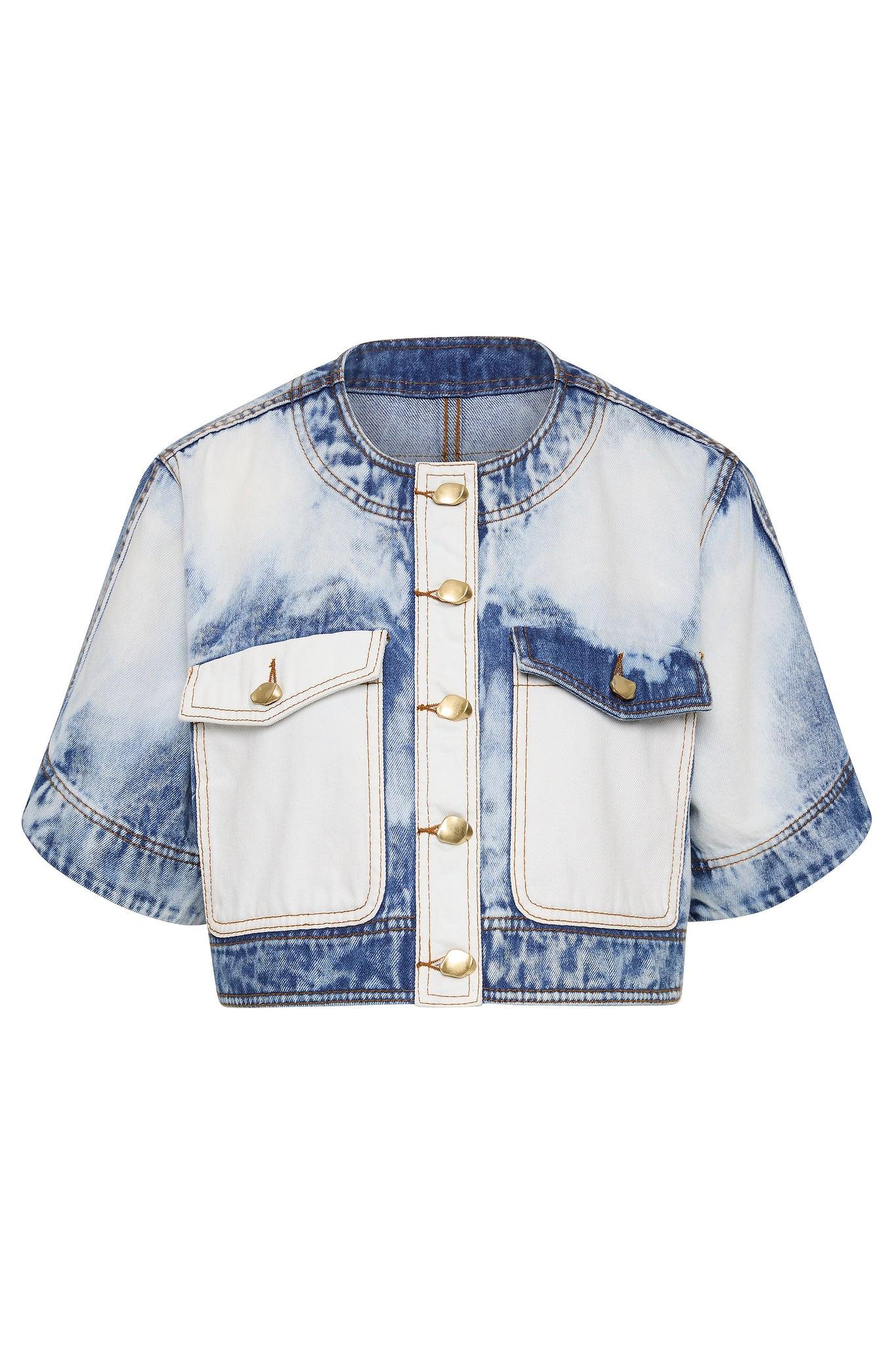 Tides Denim Cropped Top-BLEACH WASH / 4 Product Image