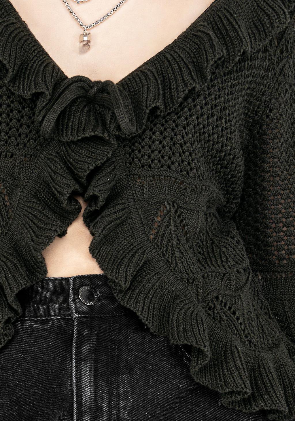 Belleville Ruffle Crop Knit Cardigan Product Image