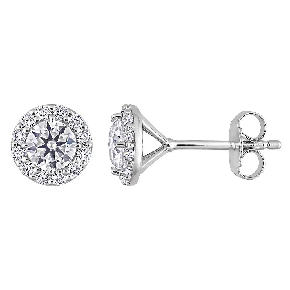 Stella Grace Sterling Silver 1 1/3 Carat T.W. Lab-Created Moissanite Round Halo Stud Earrings, Women's Product Image