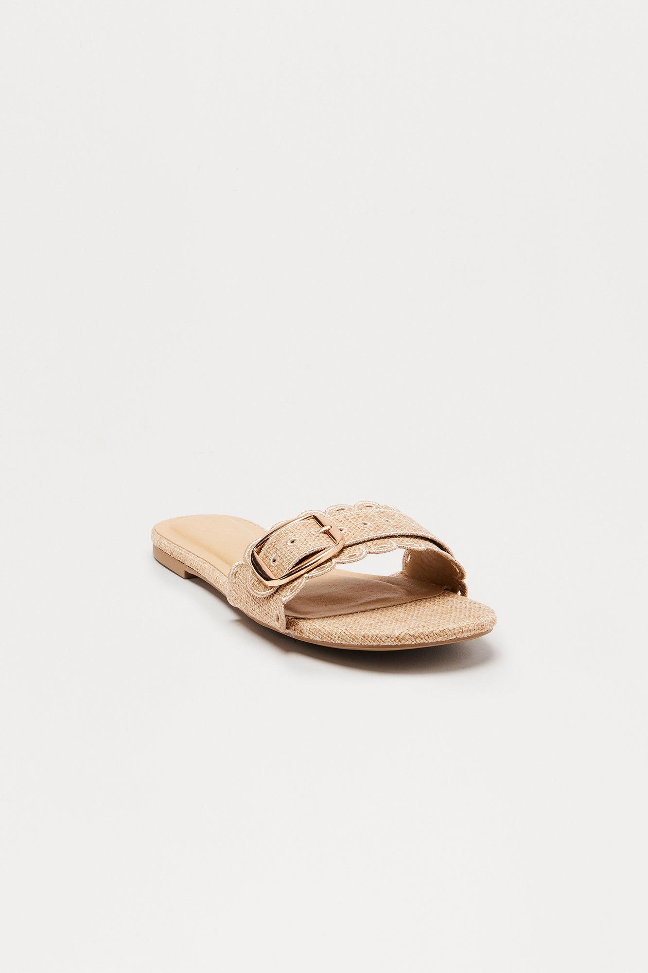 Nuala Buckle Slip On Sandals - Natural Female Product Image