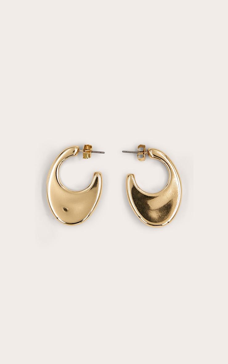  Gold Crescent Chunky Hoop Earrings Product Image