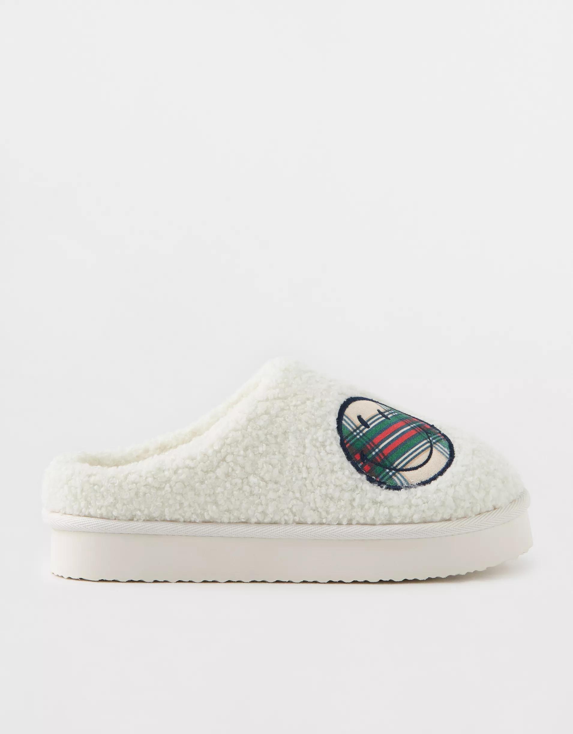 Aerie Smiley® Sherpa Scuff Slippers Product Image