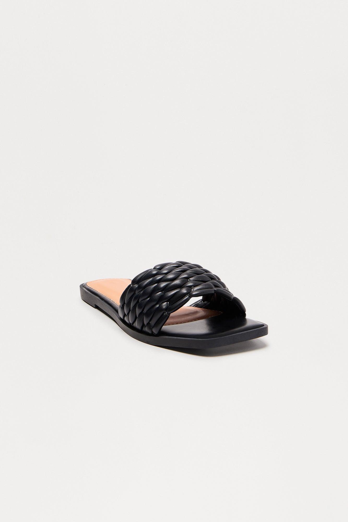Cantaloupe Braided Slip On Sandals - Black Female Product Image