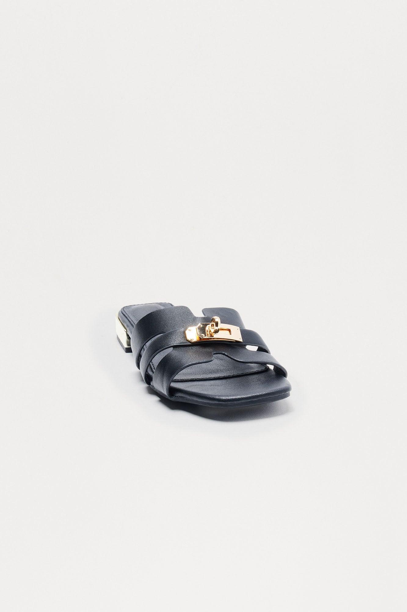 Archie Hardware Slip On Sandals - Black Female Product Image