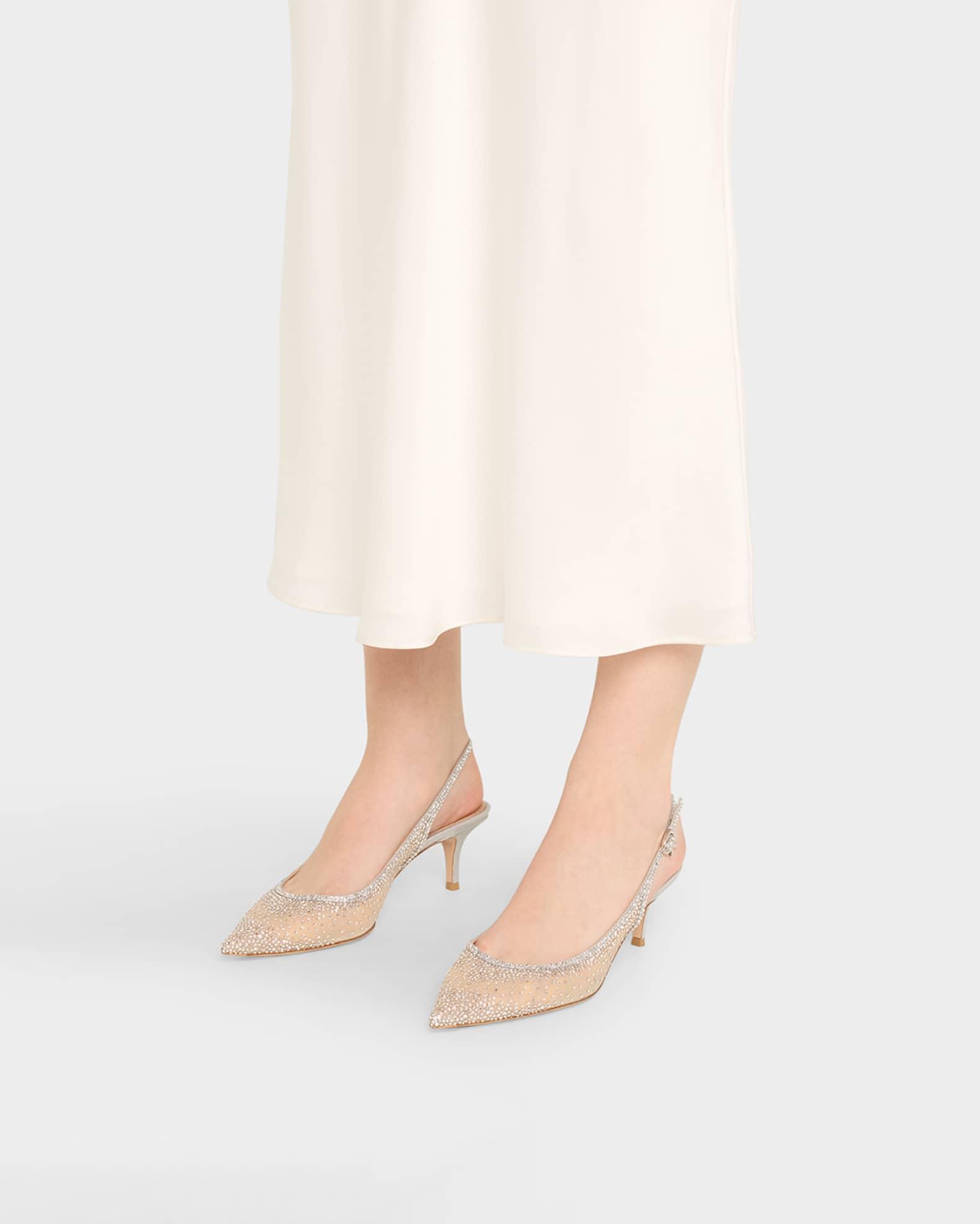 Strass Organza Kitten-Heel Slingback Pumps Product Image