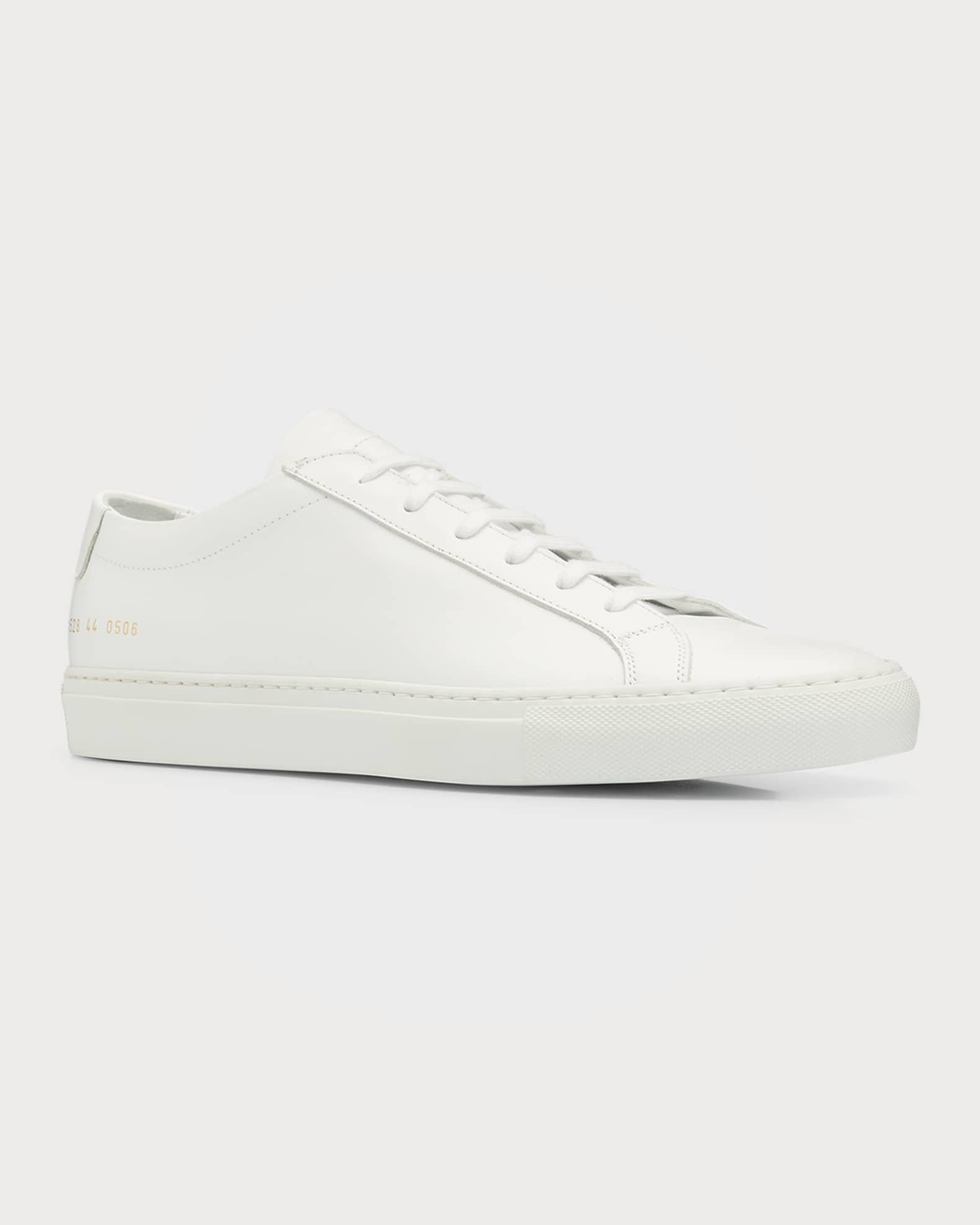 Men's Achilles Leather Low-Top Sneakers, White Product Image