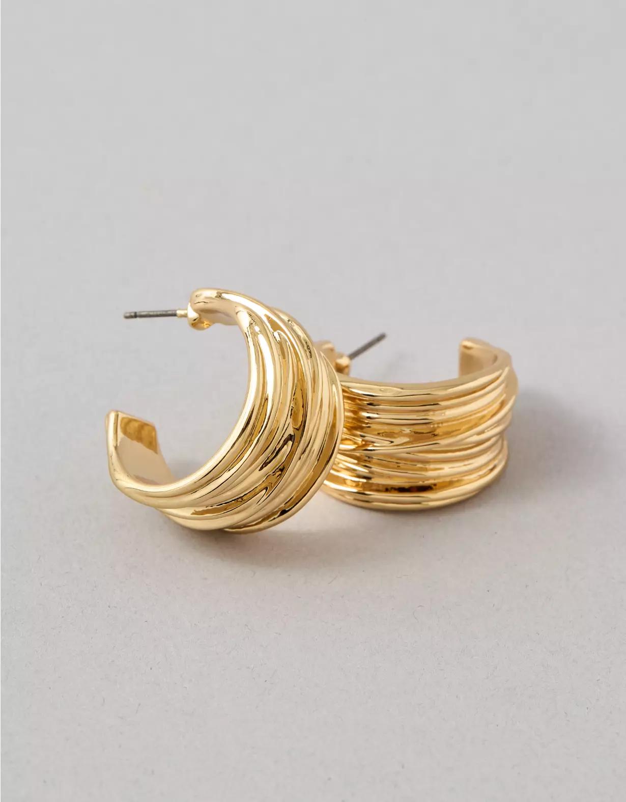 AEO Textured Half Hoop Earrings Product Image