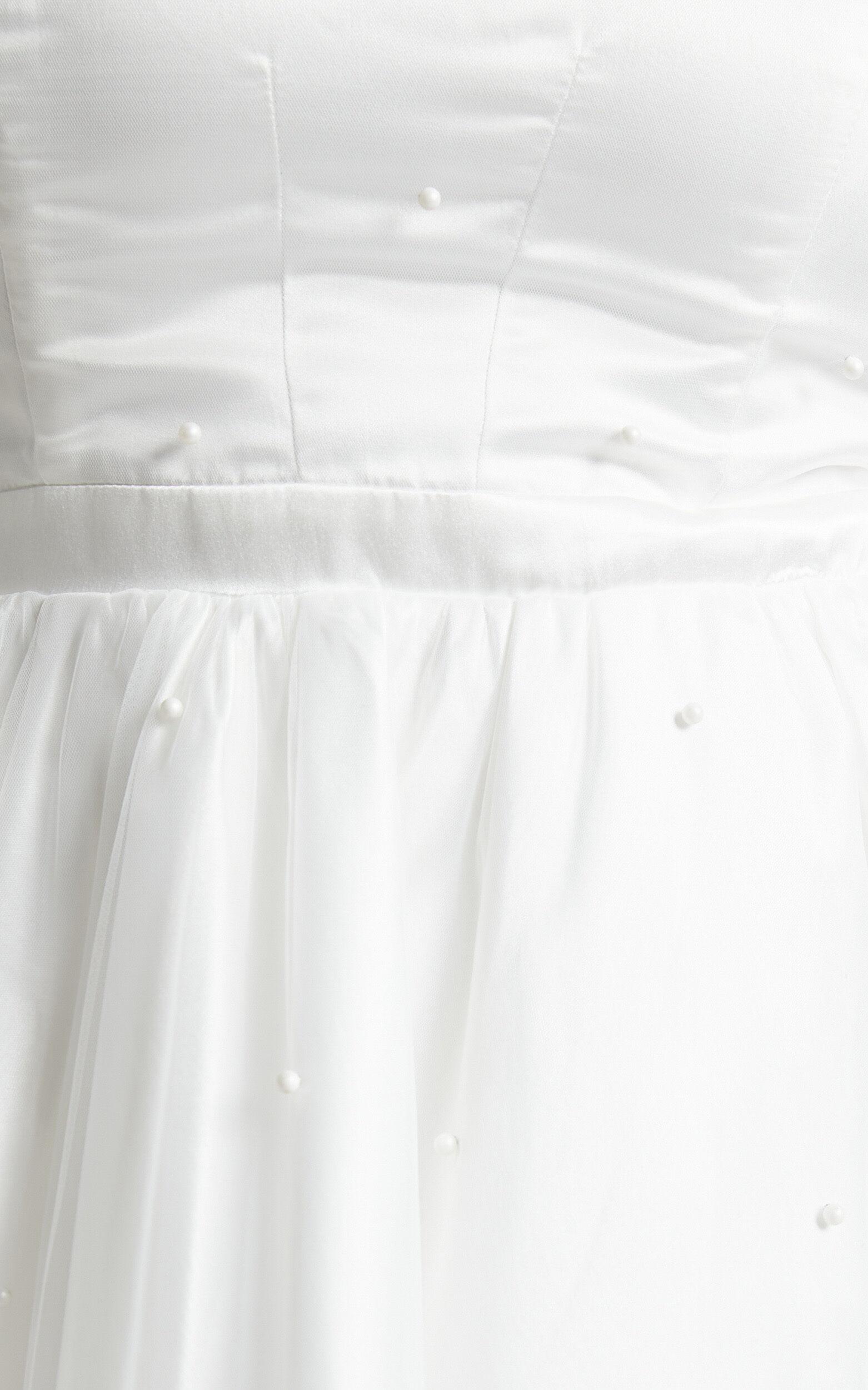 Cailene Mini Dress - Strapless Bow Train Fit and Flare Dress in Ivory Product Image