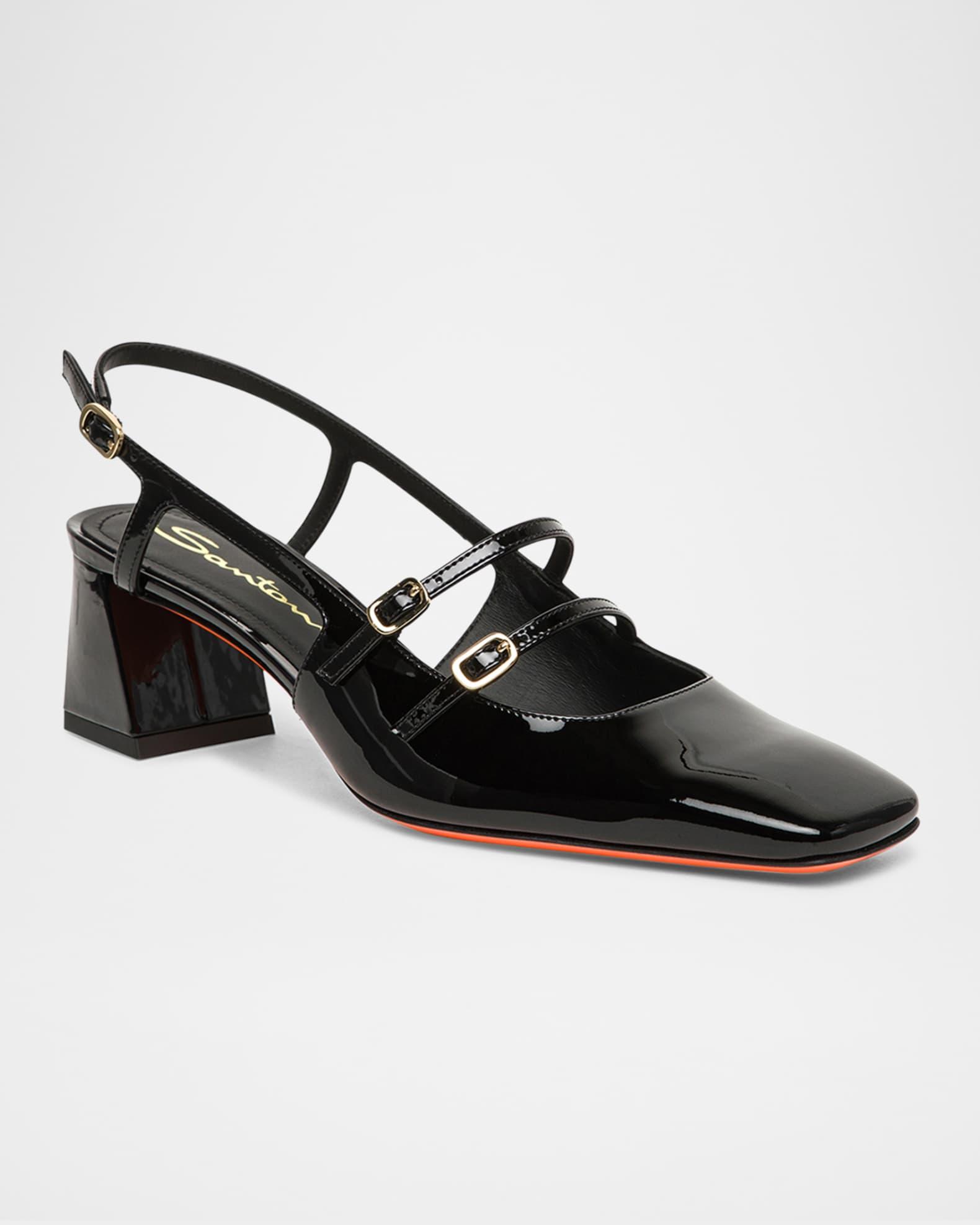Aurora Buckle Ankle-Strap Patent Leather Pumps Product Image