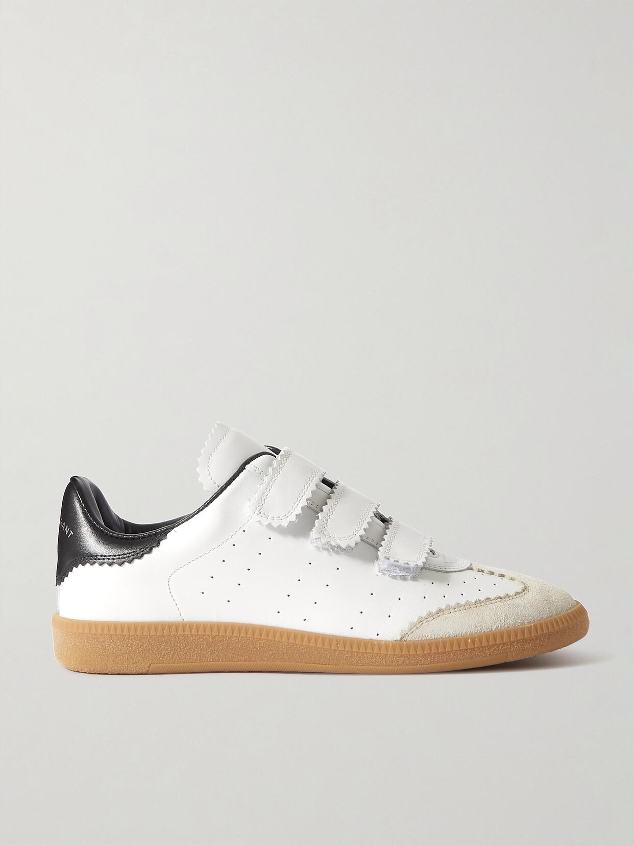 ISABEL MARANT Beth Suede-trimmed Leather Sneakers In White Product Image
