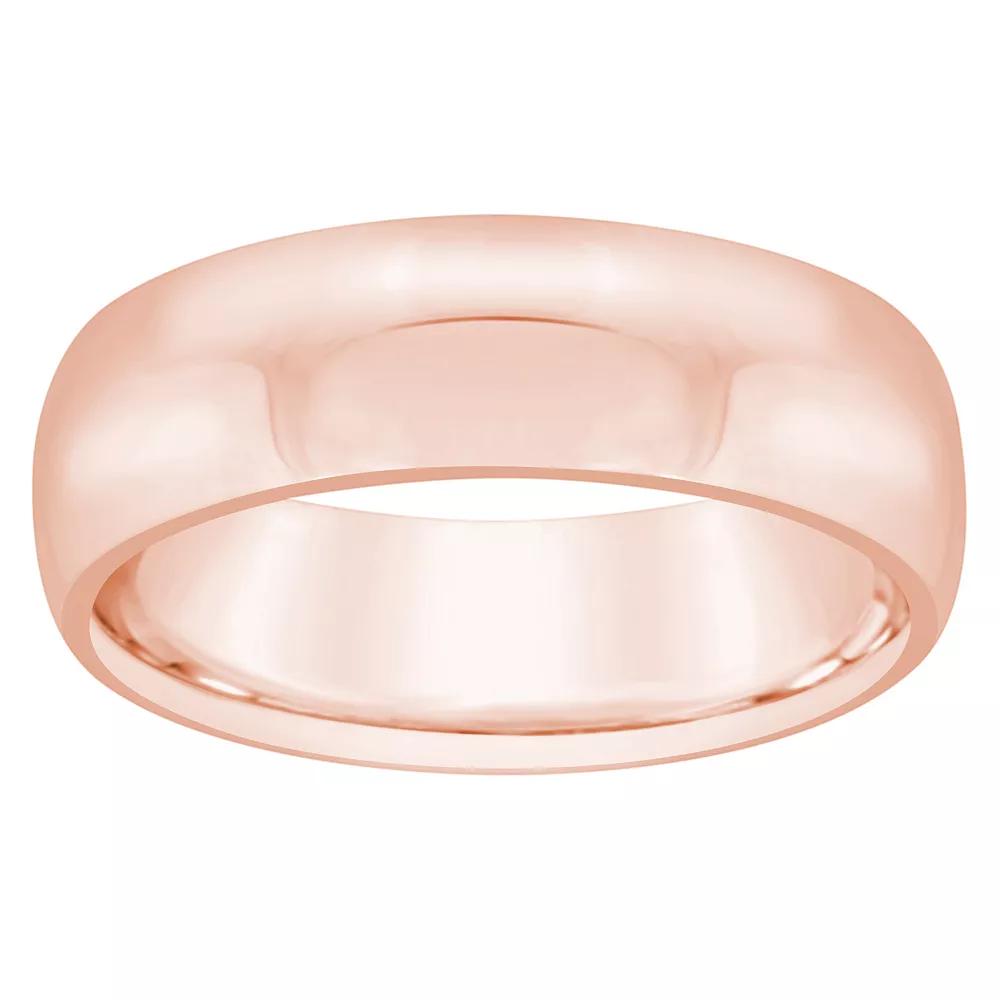 Alyson Layne Men's 6 mm Half Round Comfort Fit Wedding Band, Size: 13, 14k Rose Gold Product Image
