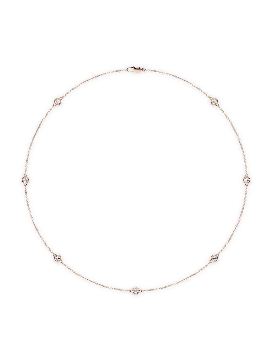 Womens 14K Rose Gold & 7-Diamond Station Necklace/0.70-2.10 TCW Product Image