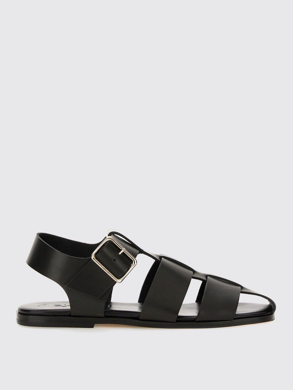 AEYDE 10mm Whit Leather Fisherman Sandals In Black Product Image