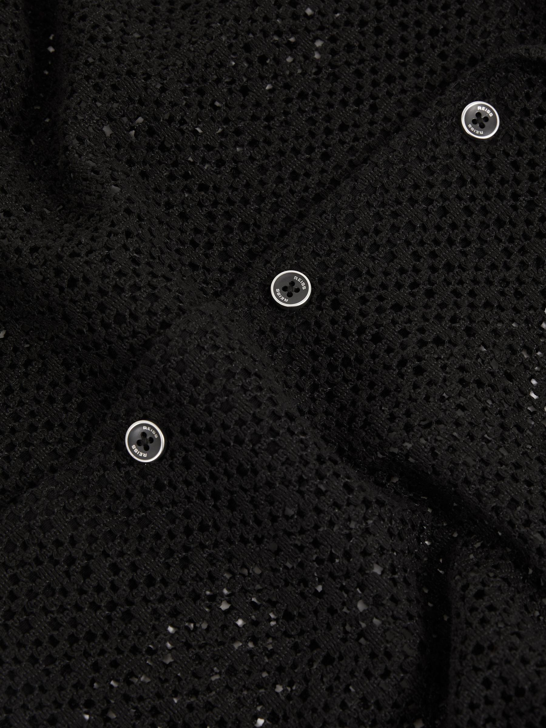 Crochet Cuban Collar Shirt in Black Product Image