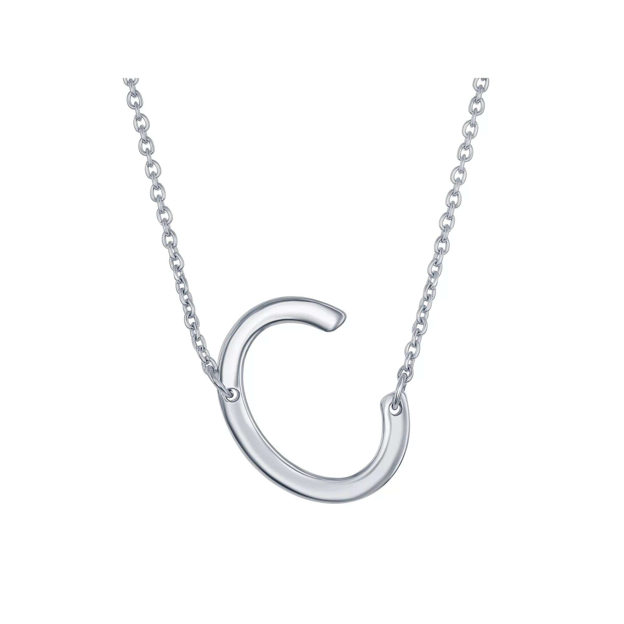 Sterling Silver Sideways Initial Necklace, Womens Sterling B Product Image