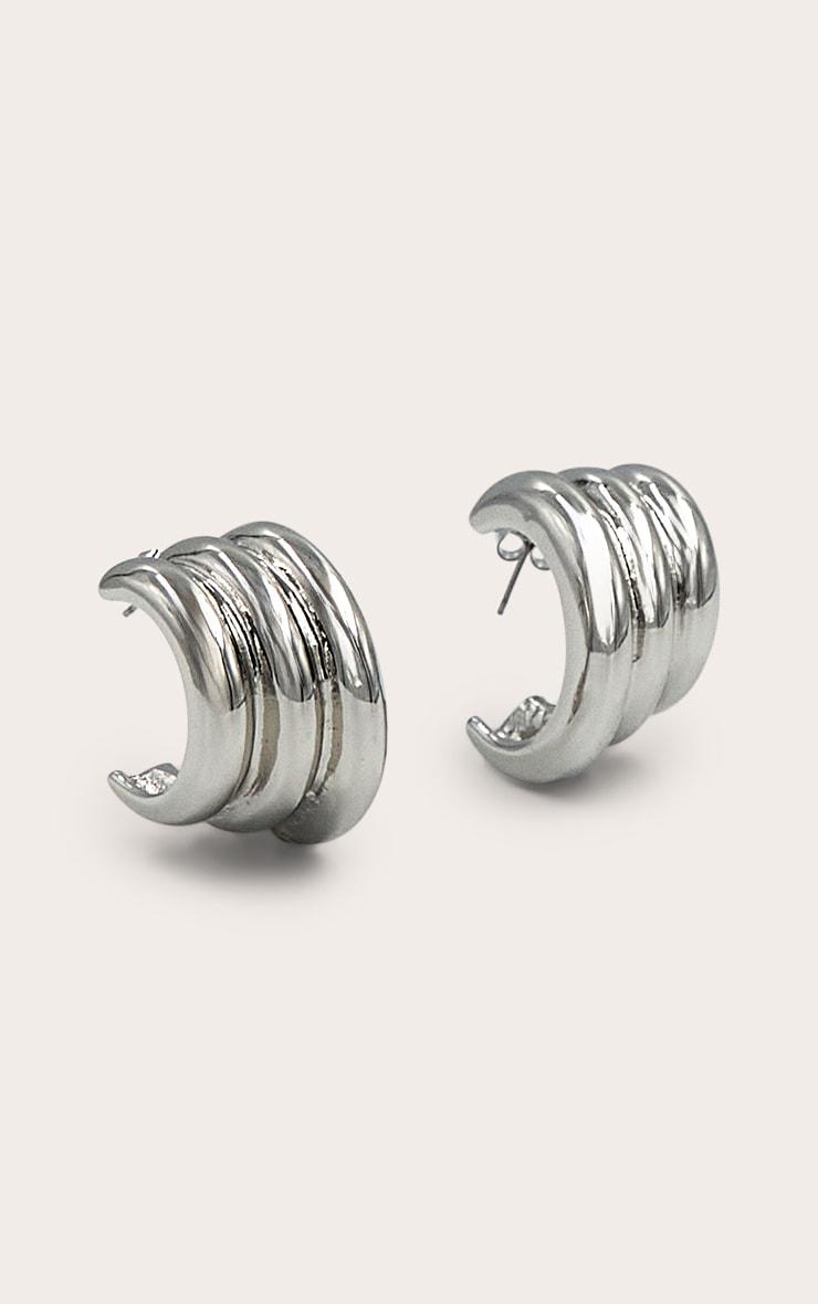 Silver layered Hoop Earrings Product Image