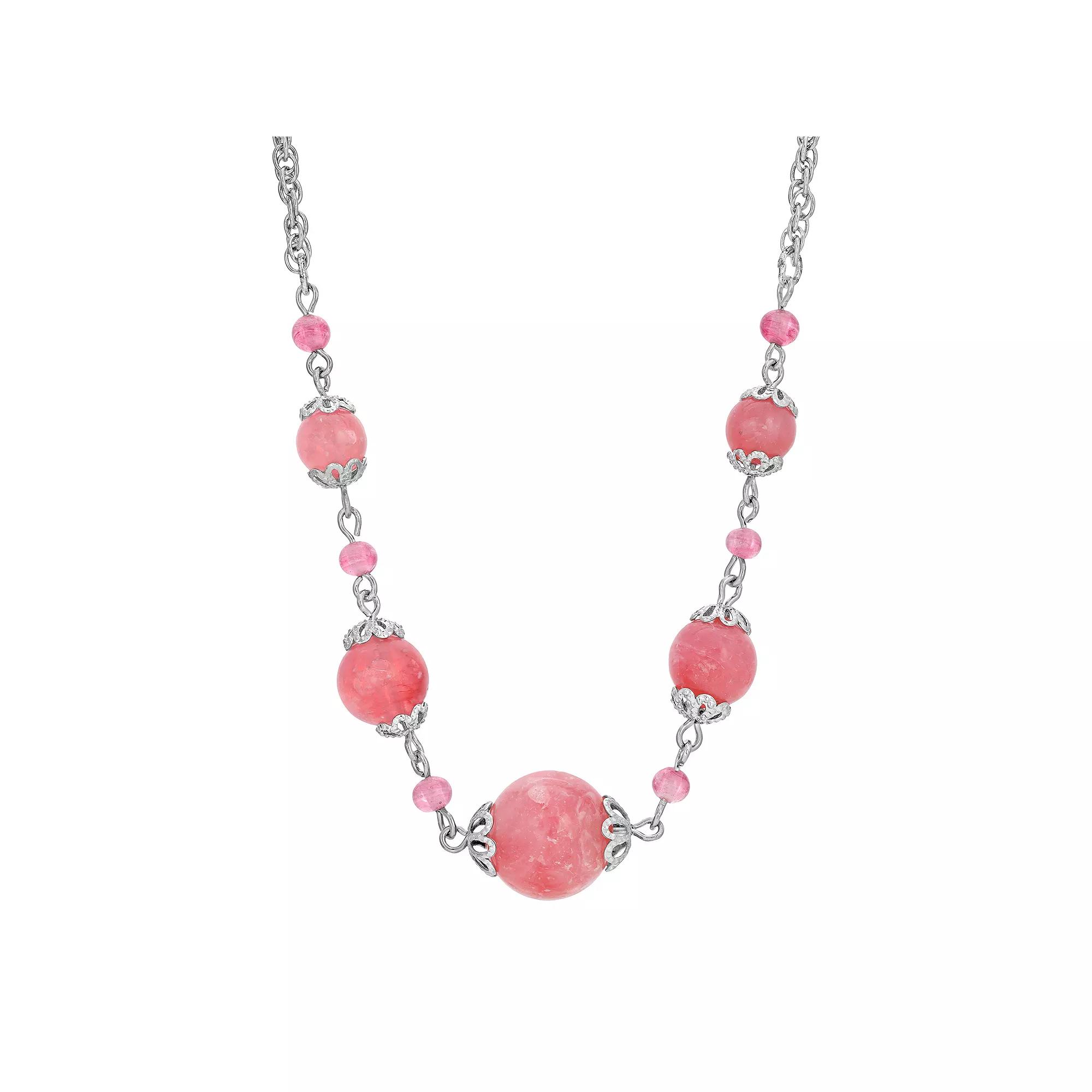 1928 Pink Beaded Necklace, Womens Product Image