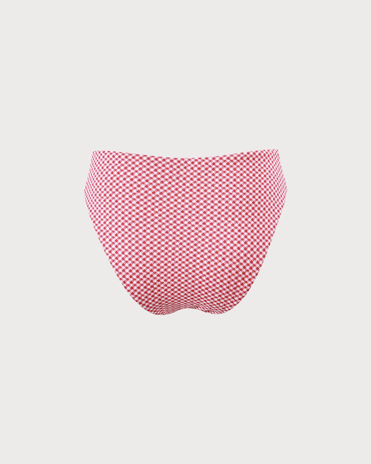 The Red Plaid Bikini Bottom Product Image