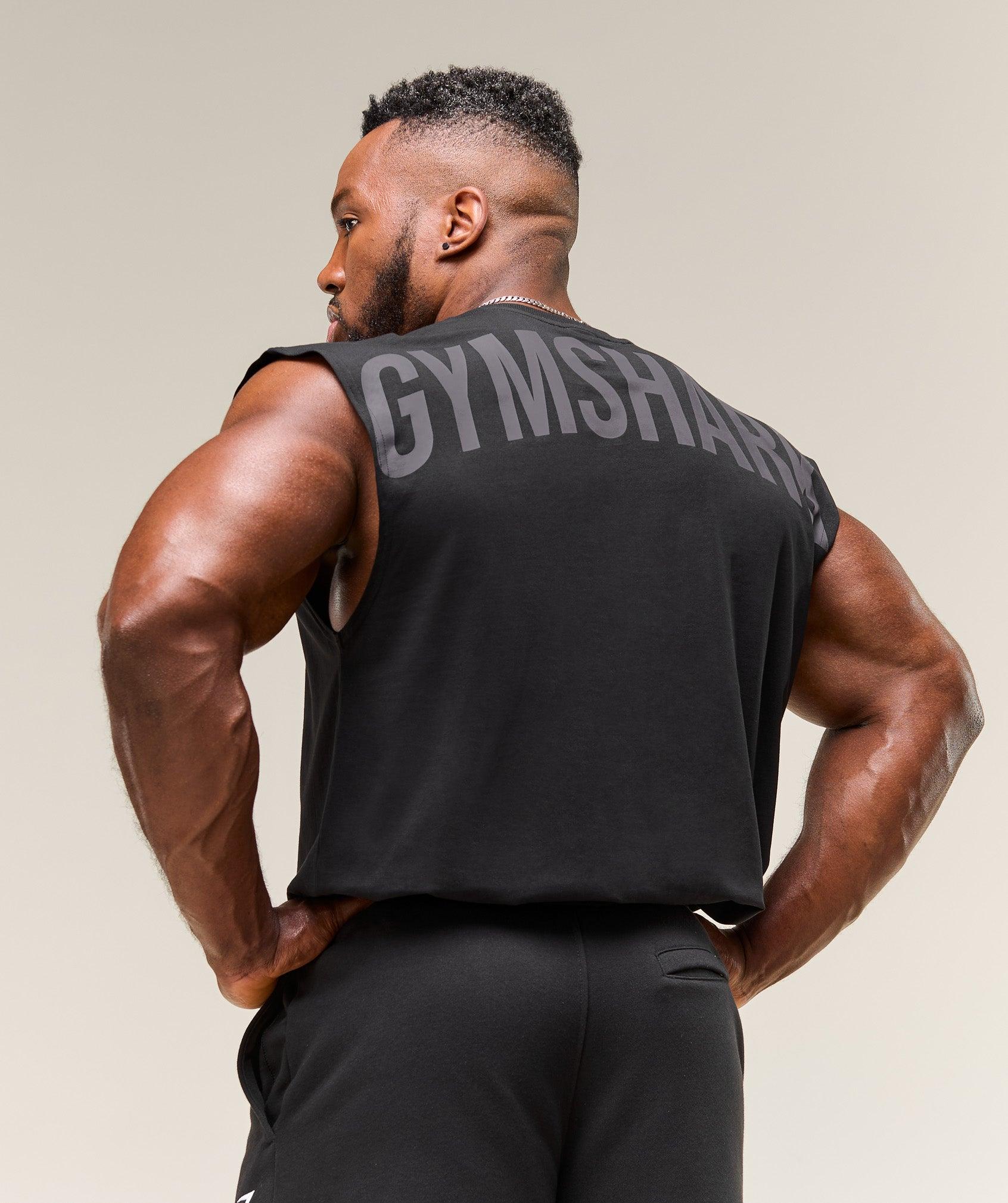 Gymshark Power Cut Off Tank - Black Male Product Image