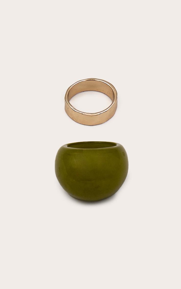 Gold and Green Resin Ring Multi Pack Product Image