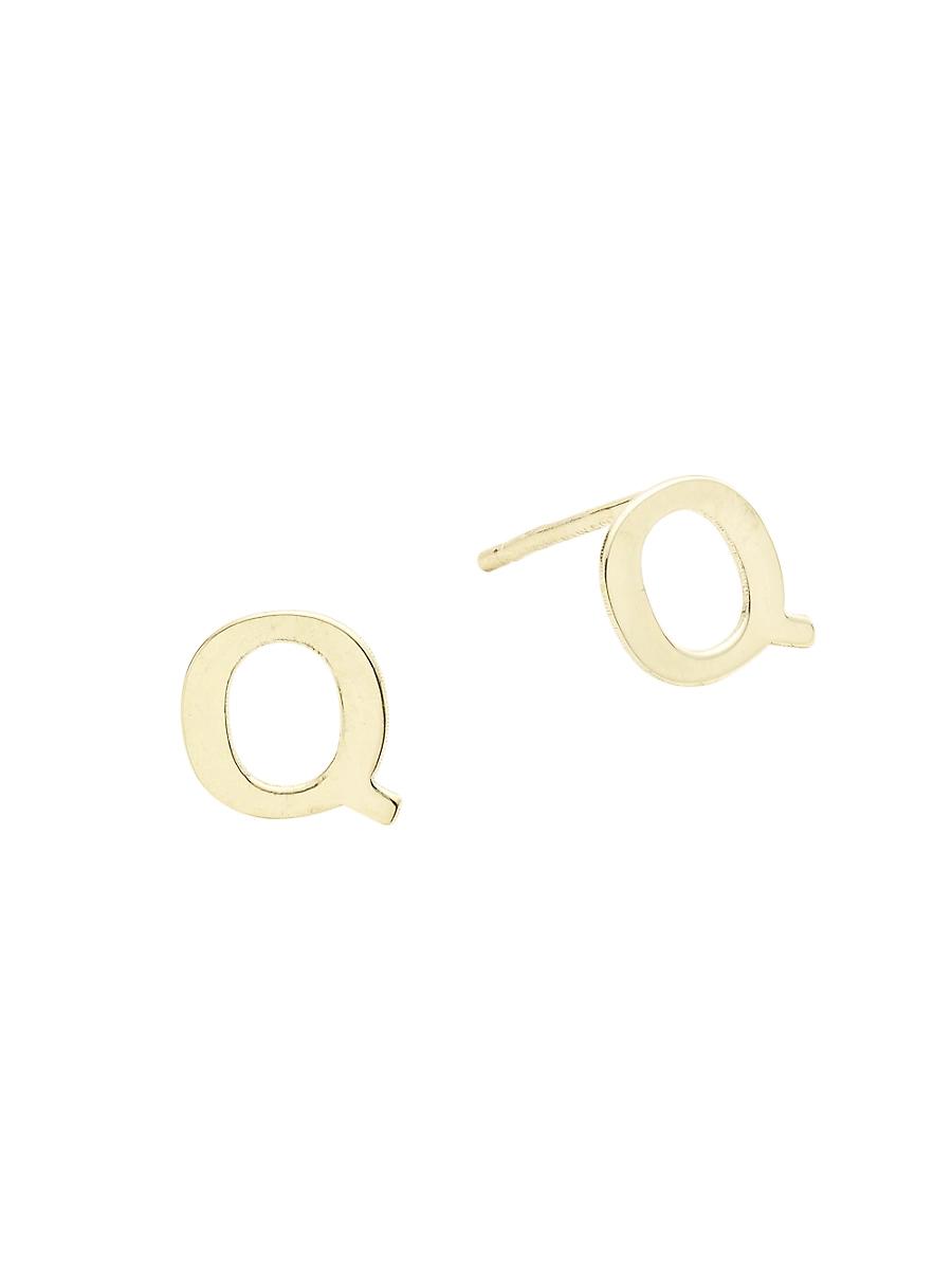 Womens 14K Yellow Gold Single Initial Stud Earring Product Image