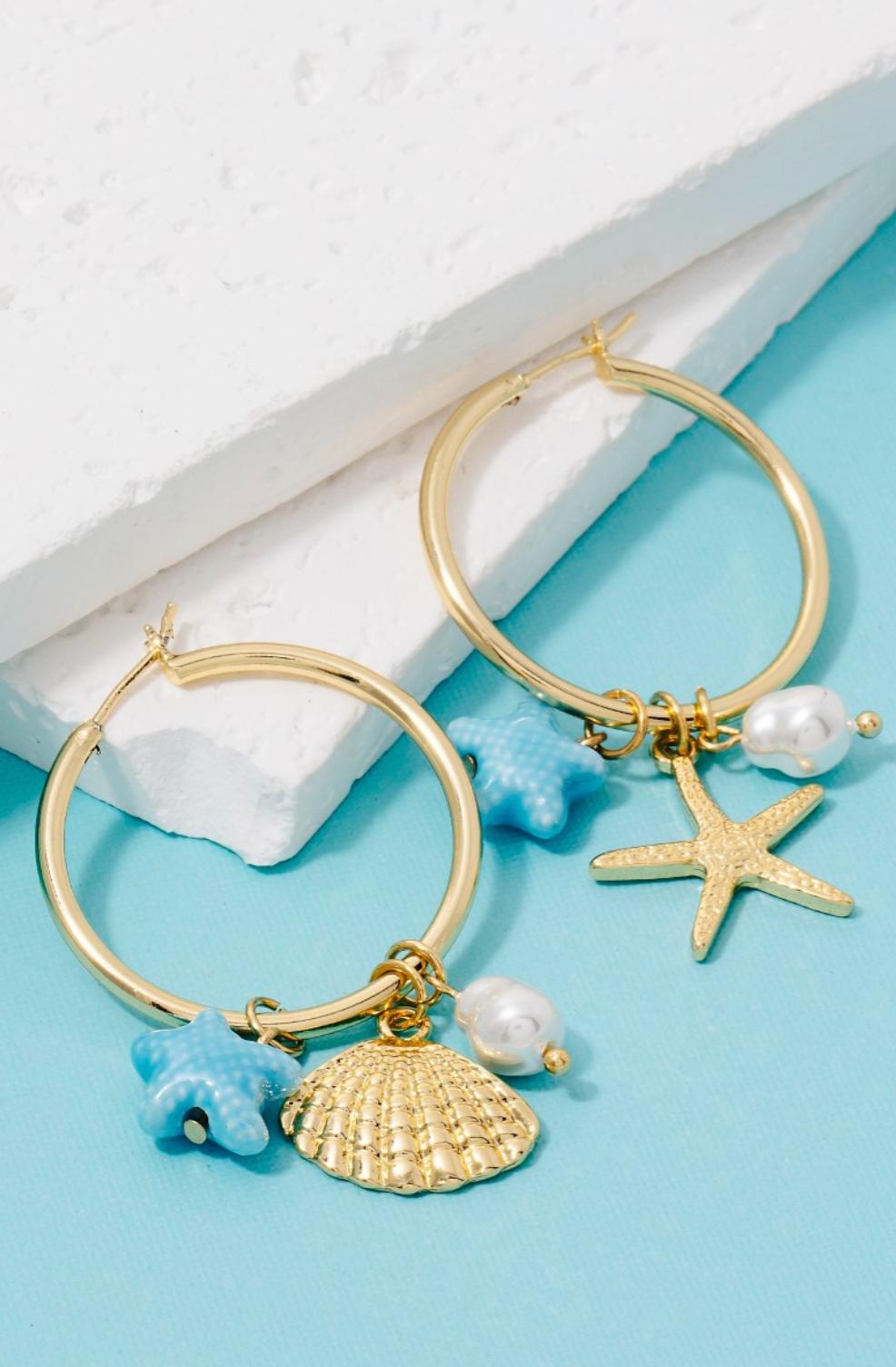 Turq Seashell Earrings Product Image