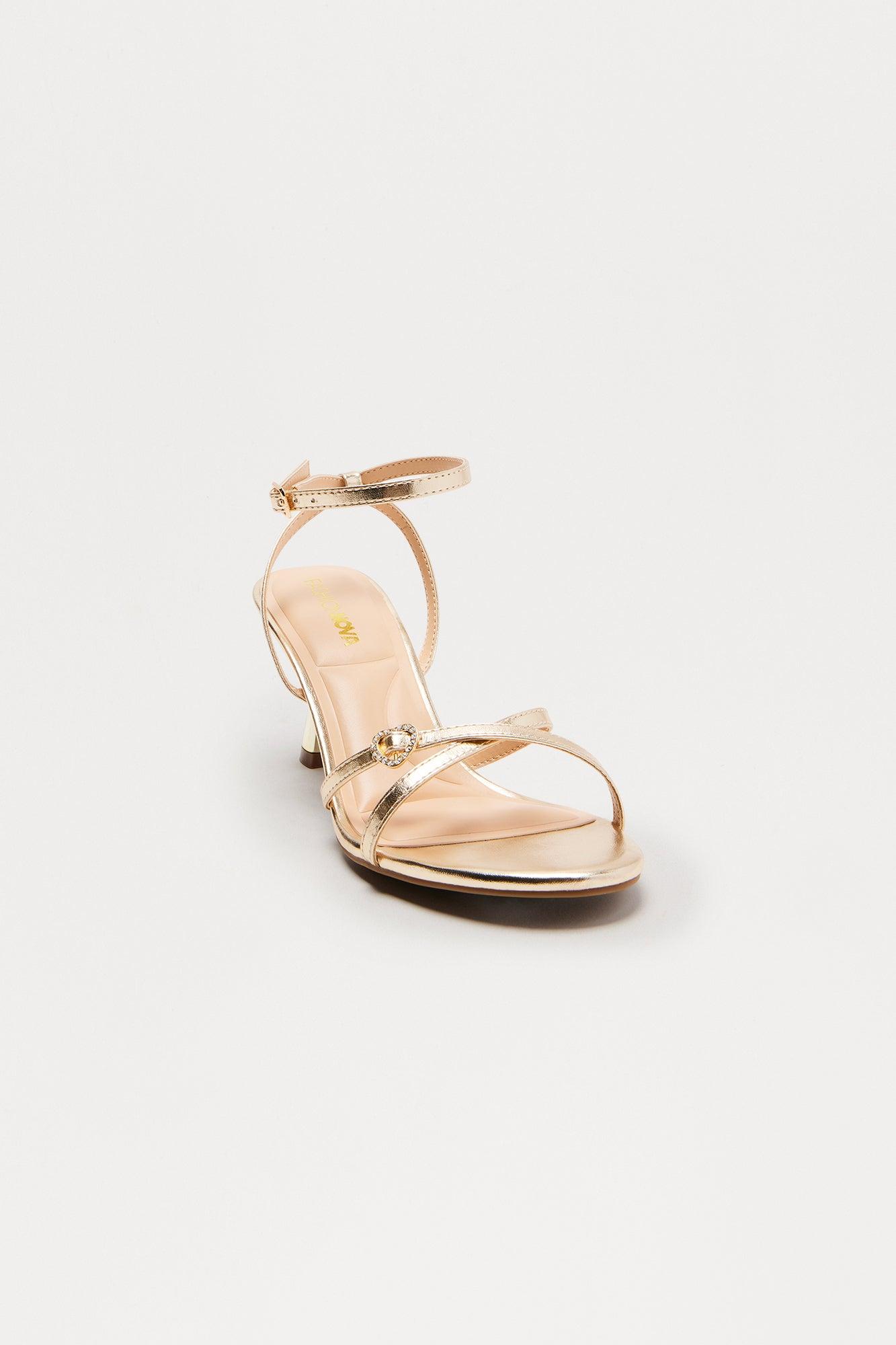 Stillar Ankle Strap Heels - Gold Female Product Image