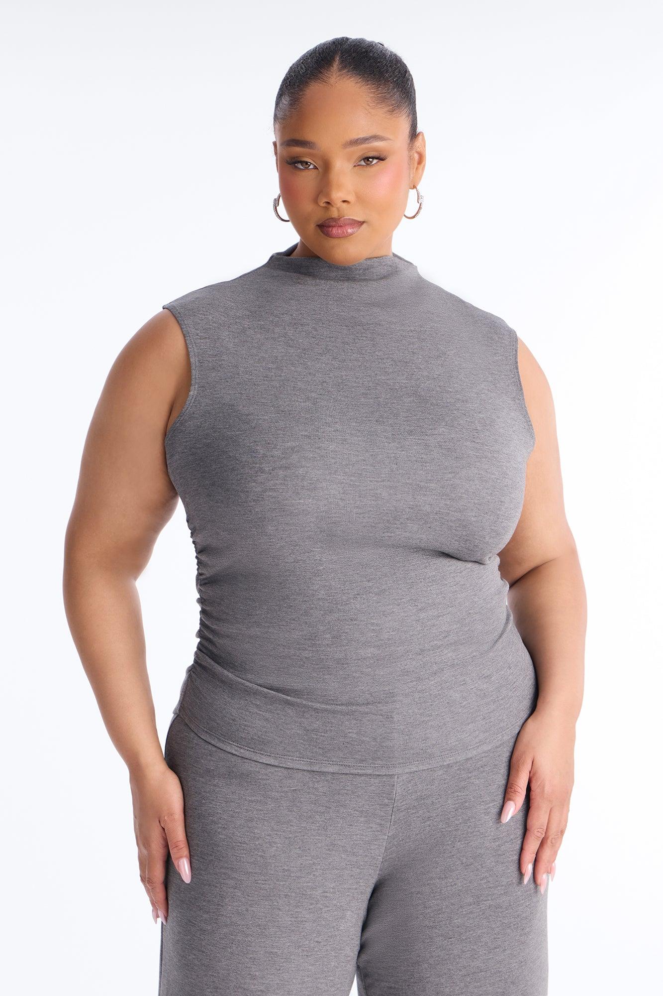 Kiana Sleeveless Mock Neck Pant Set - Charcoal Female Product Image