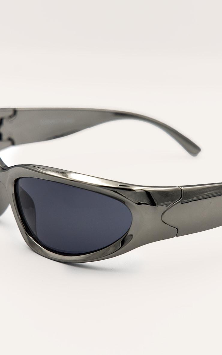 Grey Mirrored Sporty Visor Sunglasses Product Image