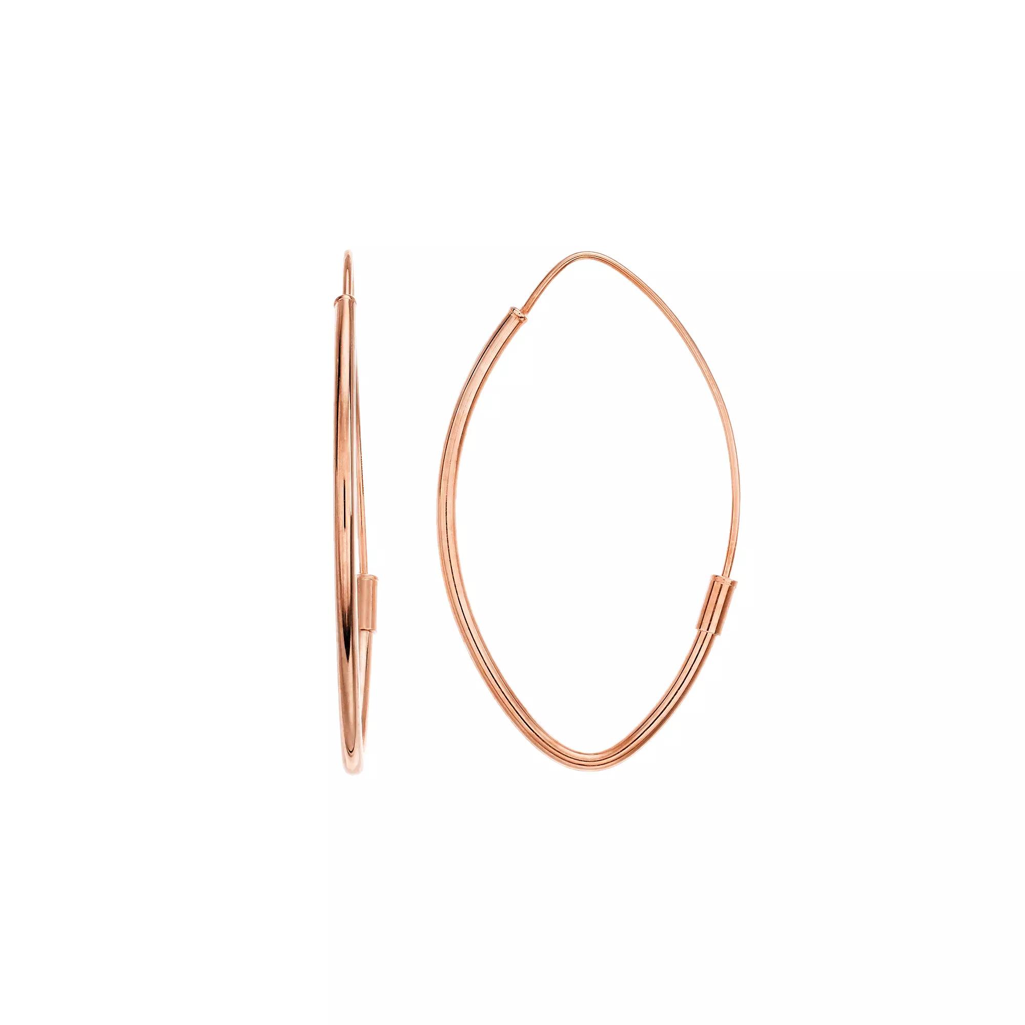 14k Gold Marquise Hoop Earrings, Women's, Pink Product Image