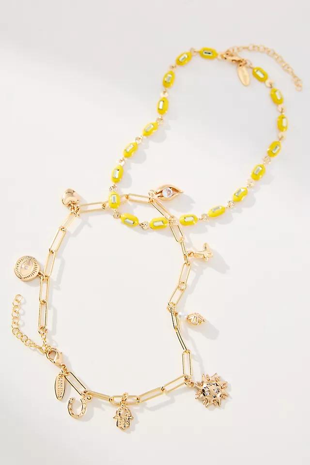 Beaded Charm Anklets, Set of 2 Product Image