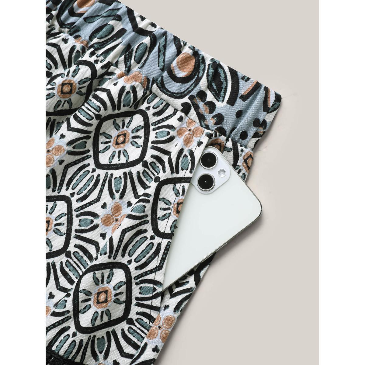 Plus Size Boho Print Spliced Tiered Maxi Skirt Women BlackFlower Resort Patchwork Loose No stretch Side seam pocket Vacation Skirts BloomChic 28/5X Product Image