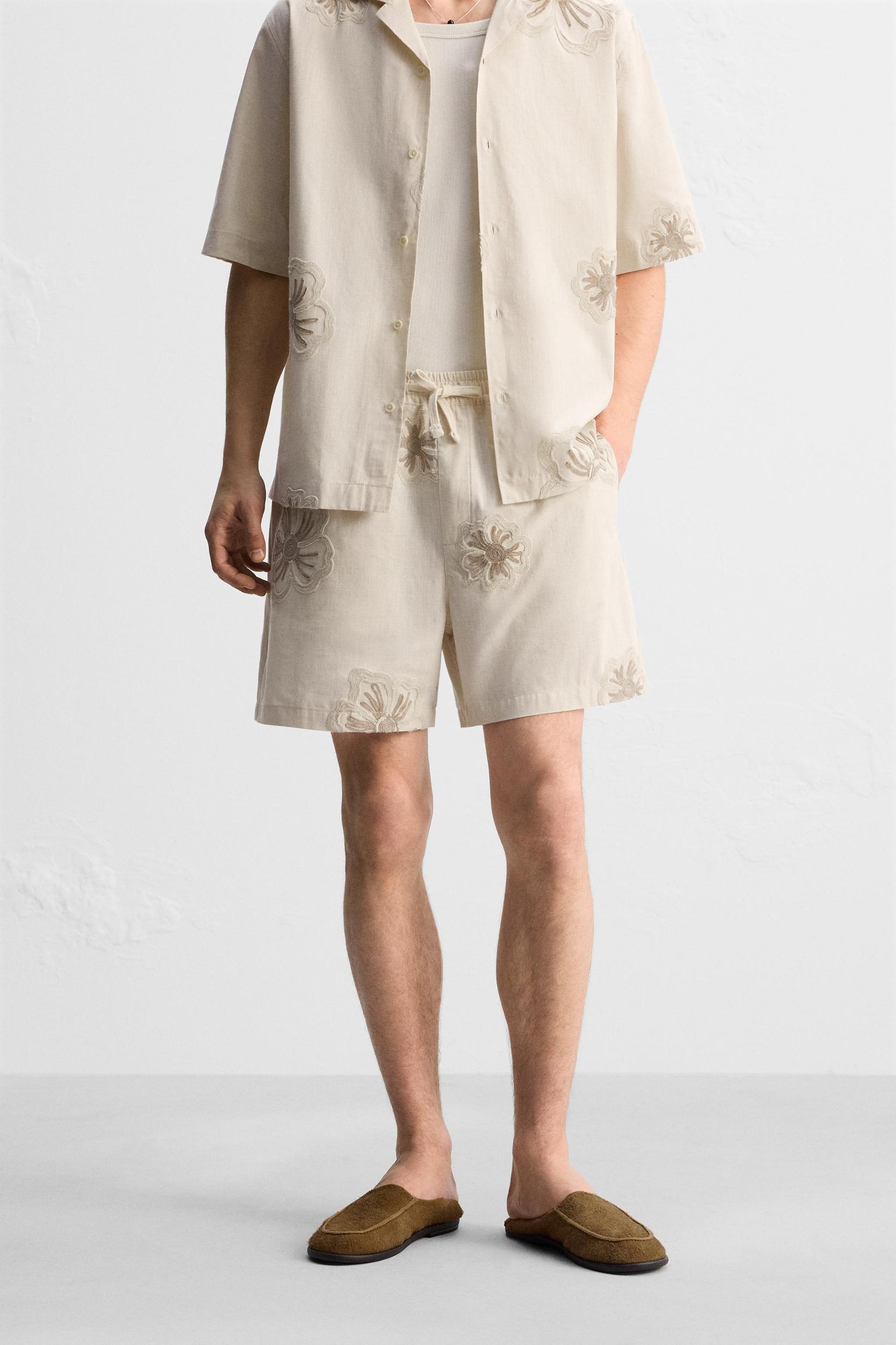 FLORAL EMBROIDERED SHORTS Product Image