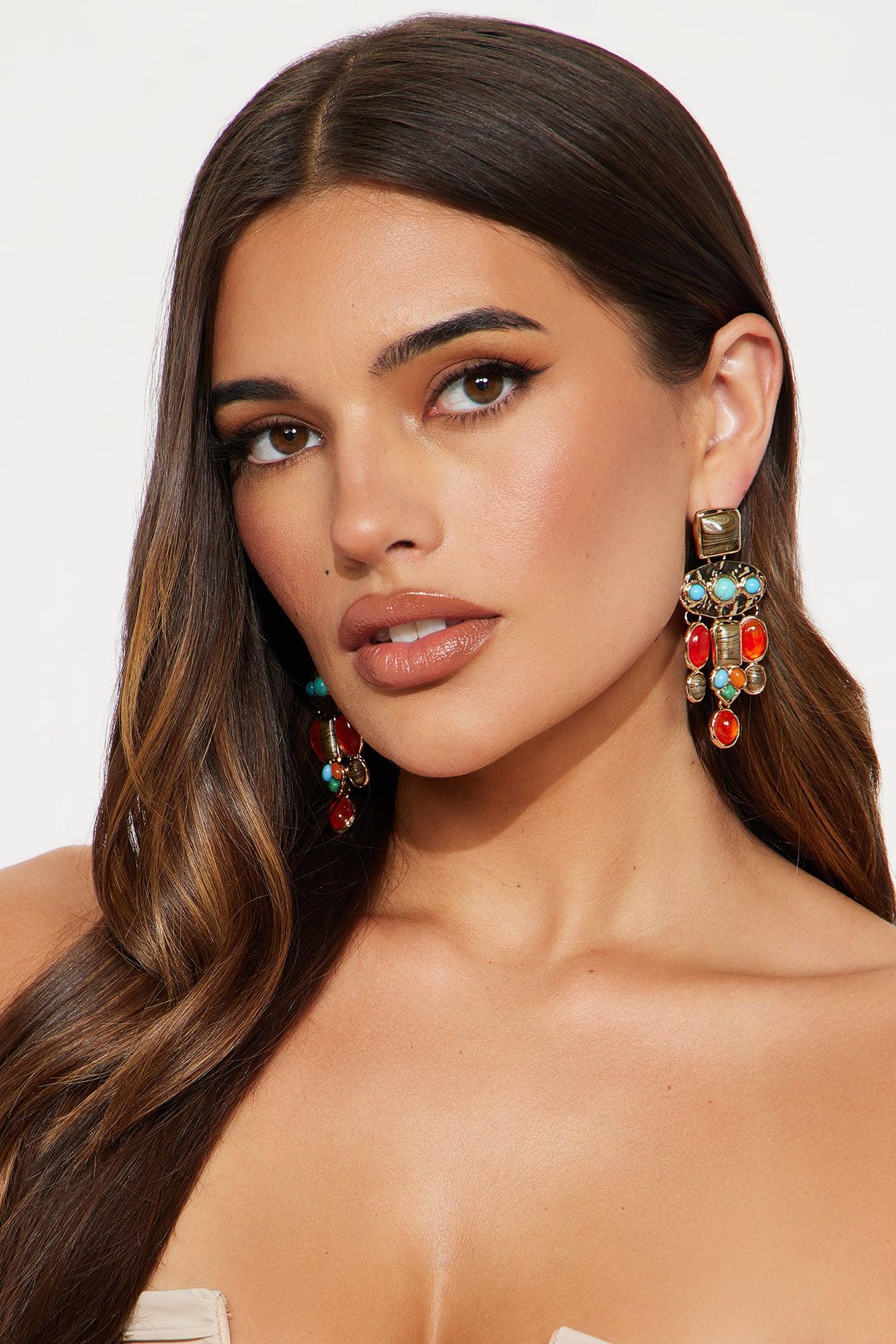 Riot Of Color Statement Drop Earrings - Multi Color Product Image