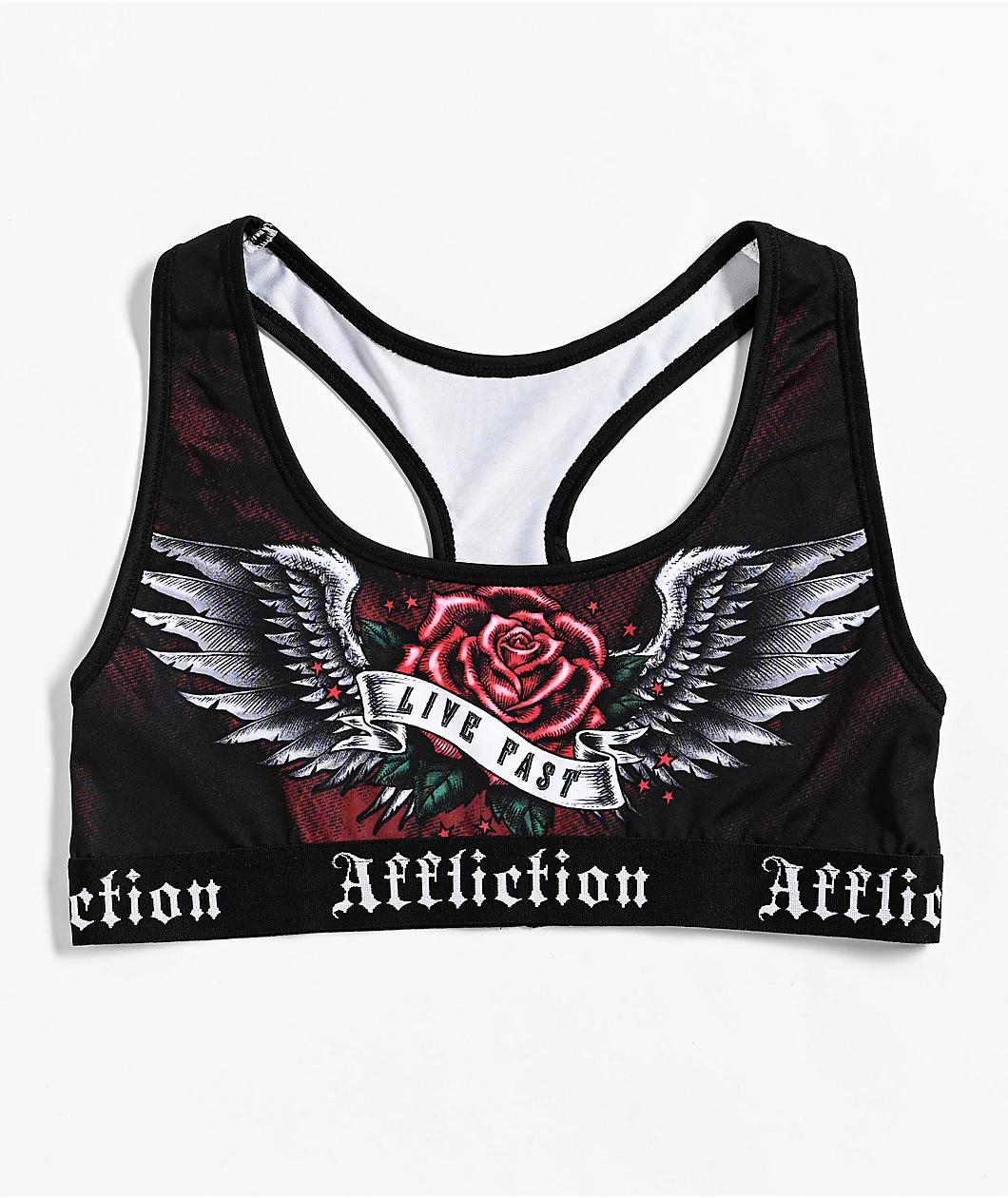 Affliction Ion Black & Red Sports Bra Product Image